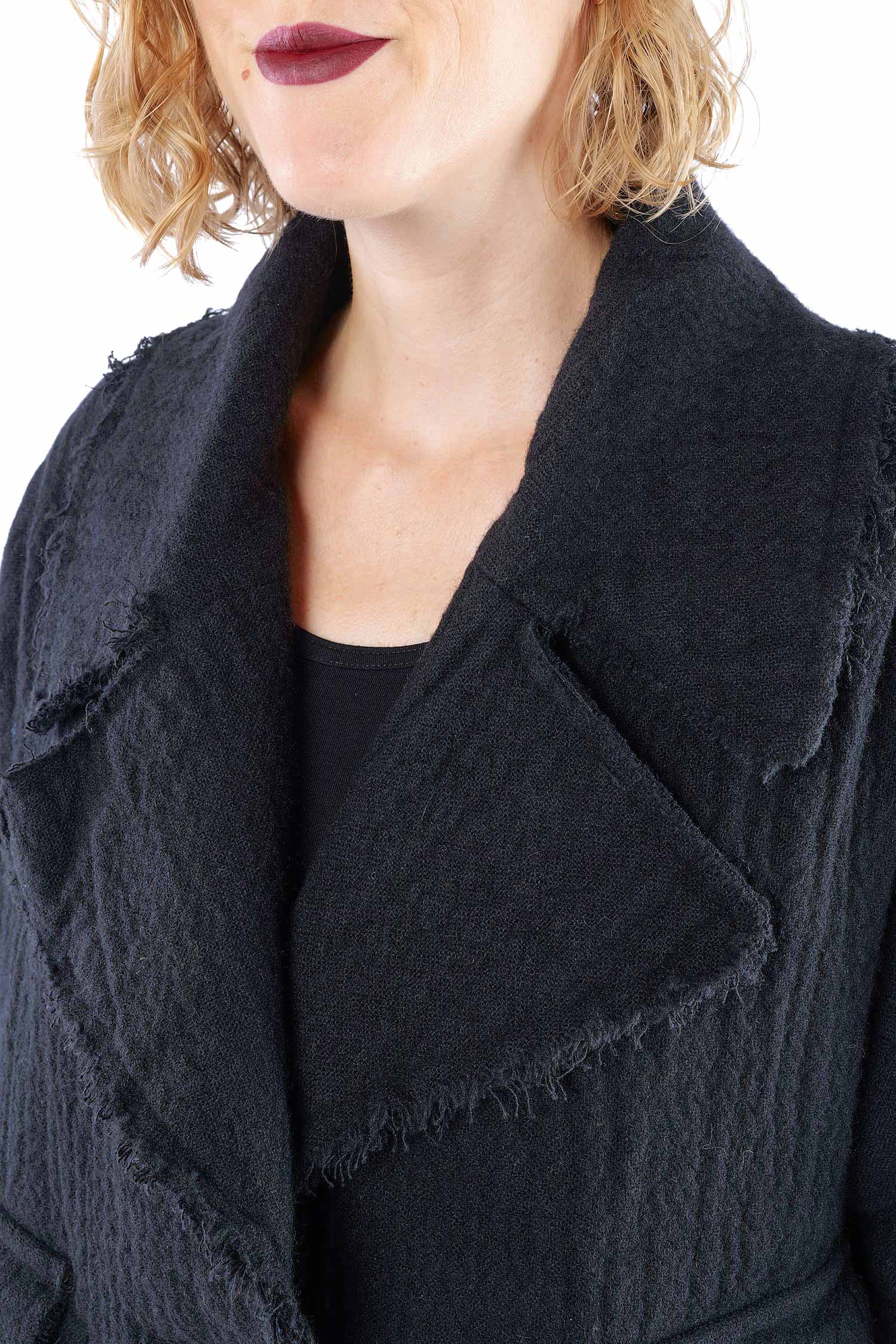 Fransige Winterjacke - Schwarz - 2263281102