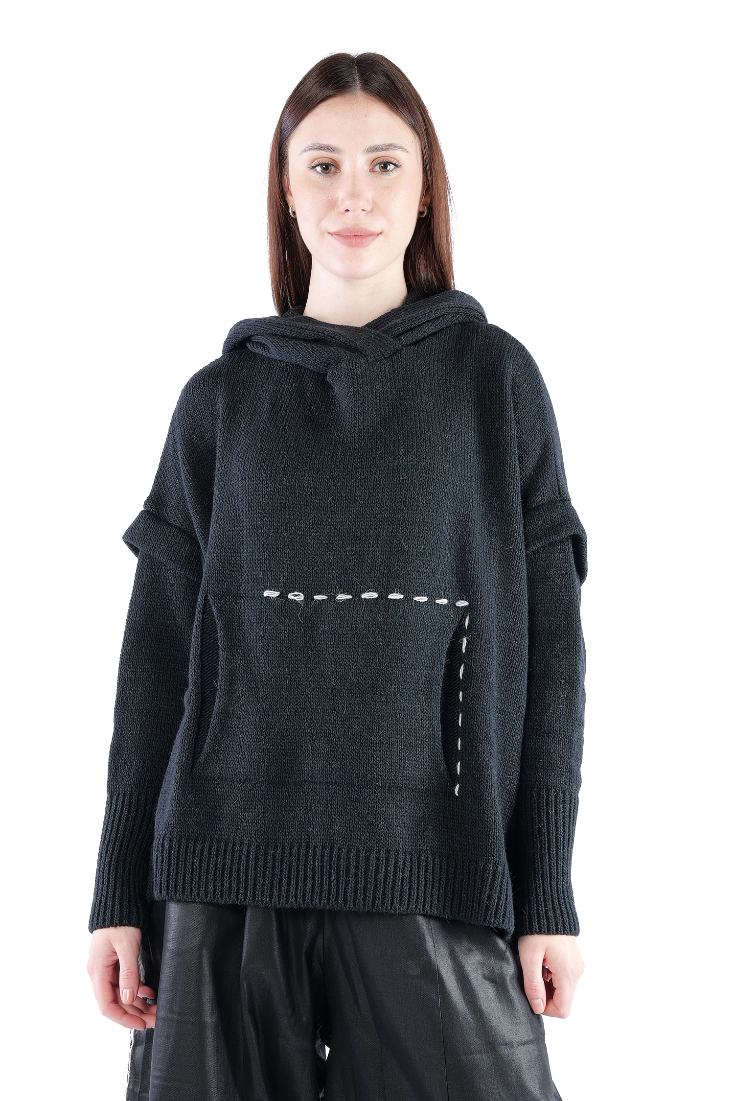 Strick Hoodie - Schwarz - Edooh