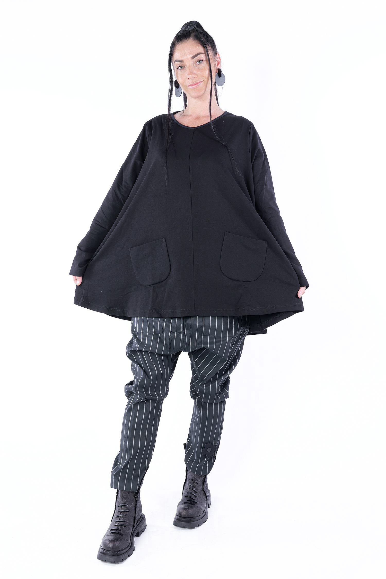 A-Linien Pullover - Schwarz - U1633-U