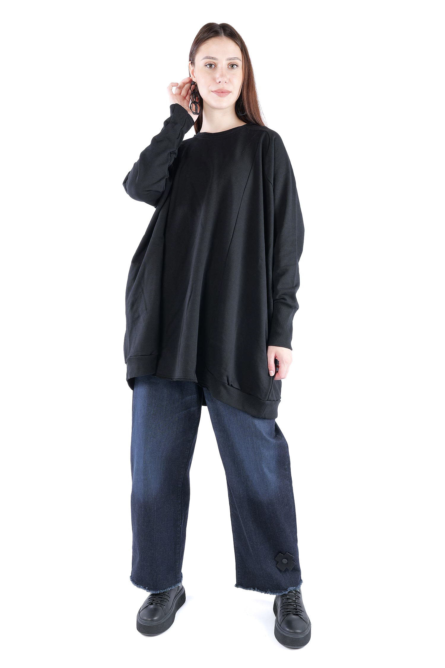 Oversize Sweatpullover - Schwarz - 2139