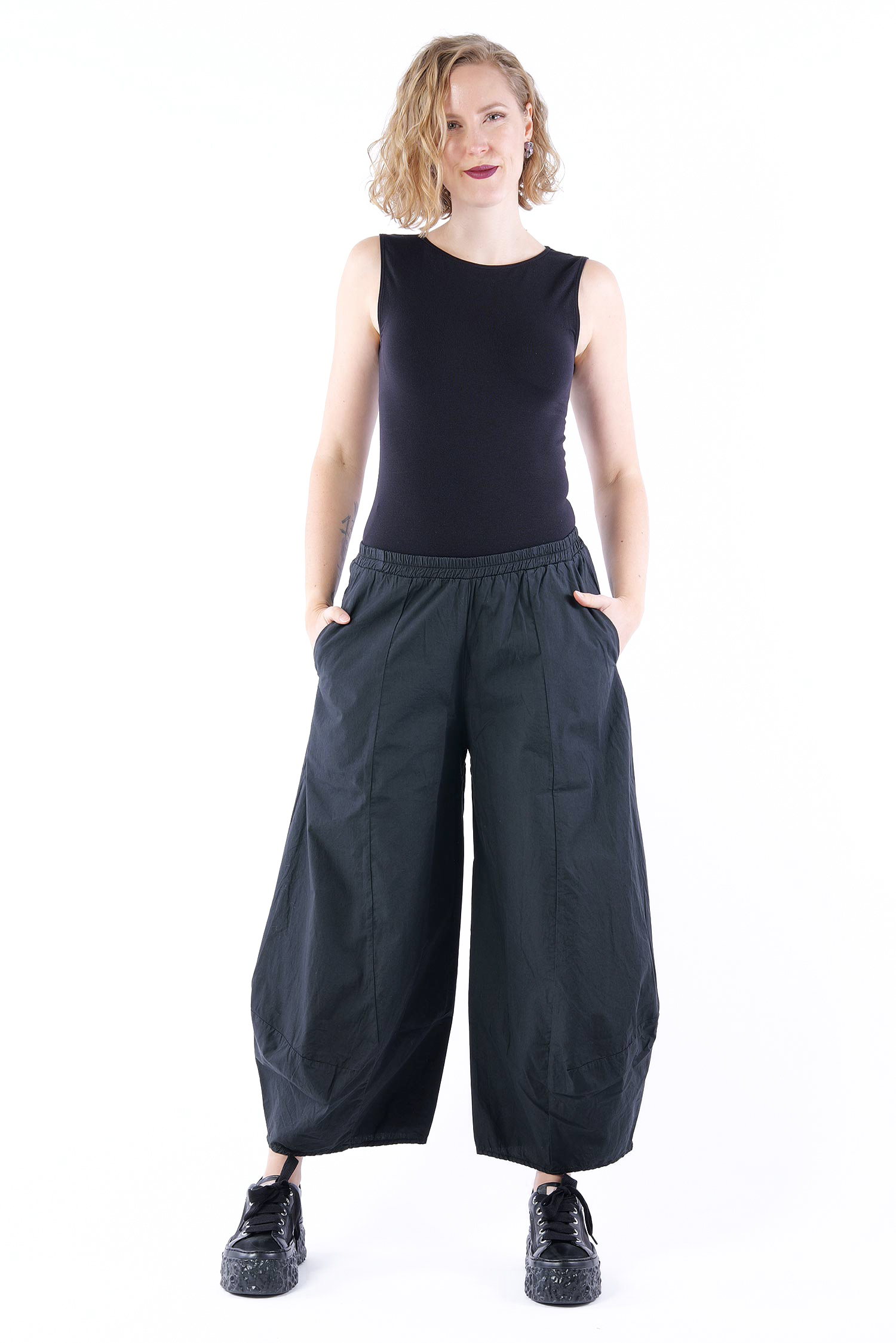 Tulpige Baumwollhose - Schwarz - 1263400107