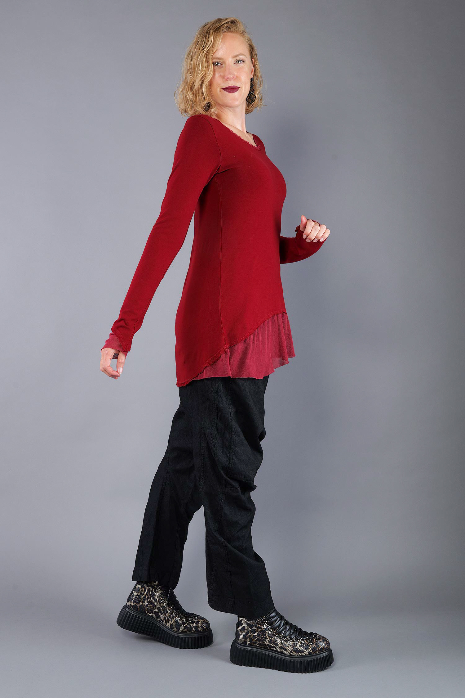 Longsleeve mit Tüll - Lava - 2263510501