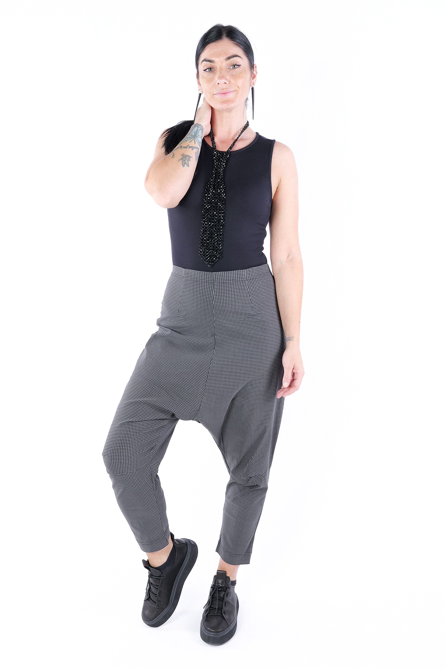 Stretchhose - Black check - 2253440131