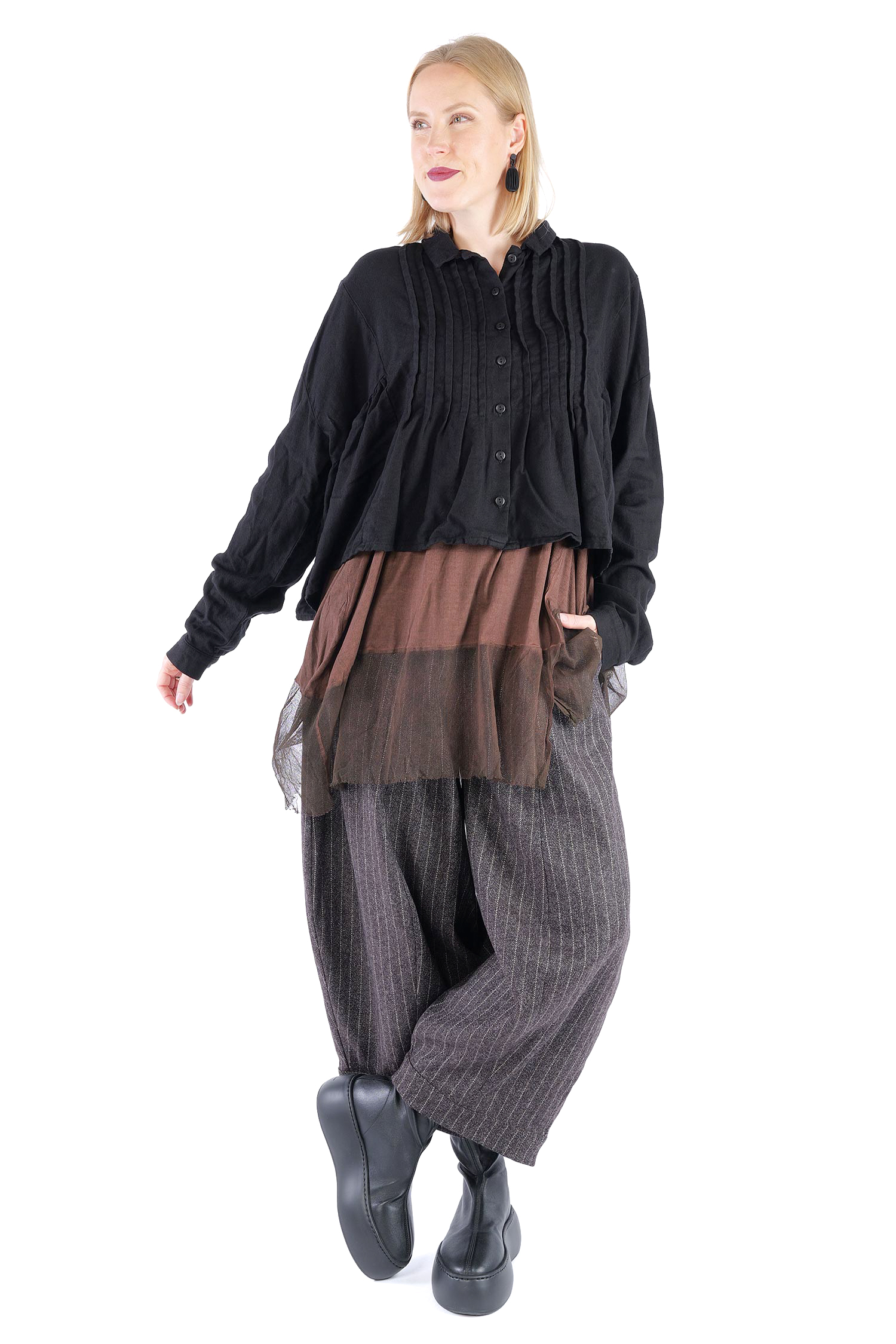 Kurze Flanelljacke - Schwarz - Innenfrei