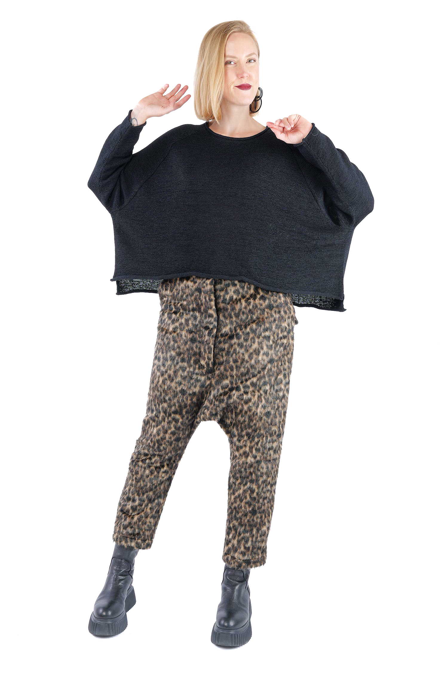 Oversized knitted pullover - Black - 2263720713