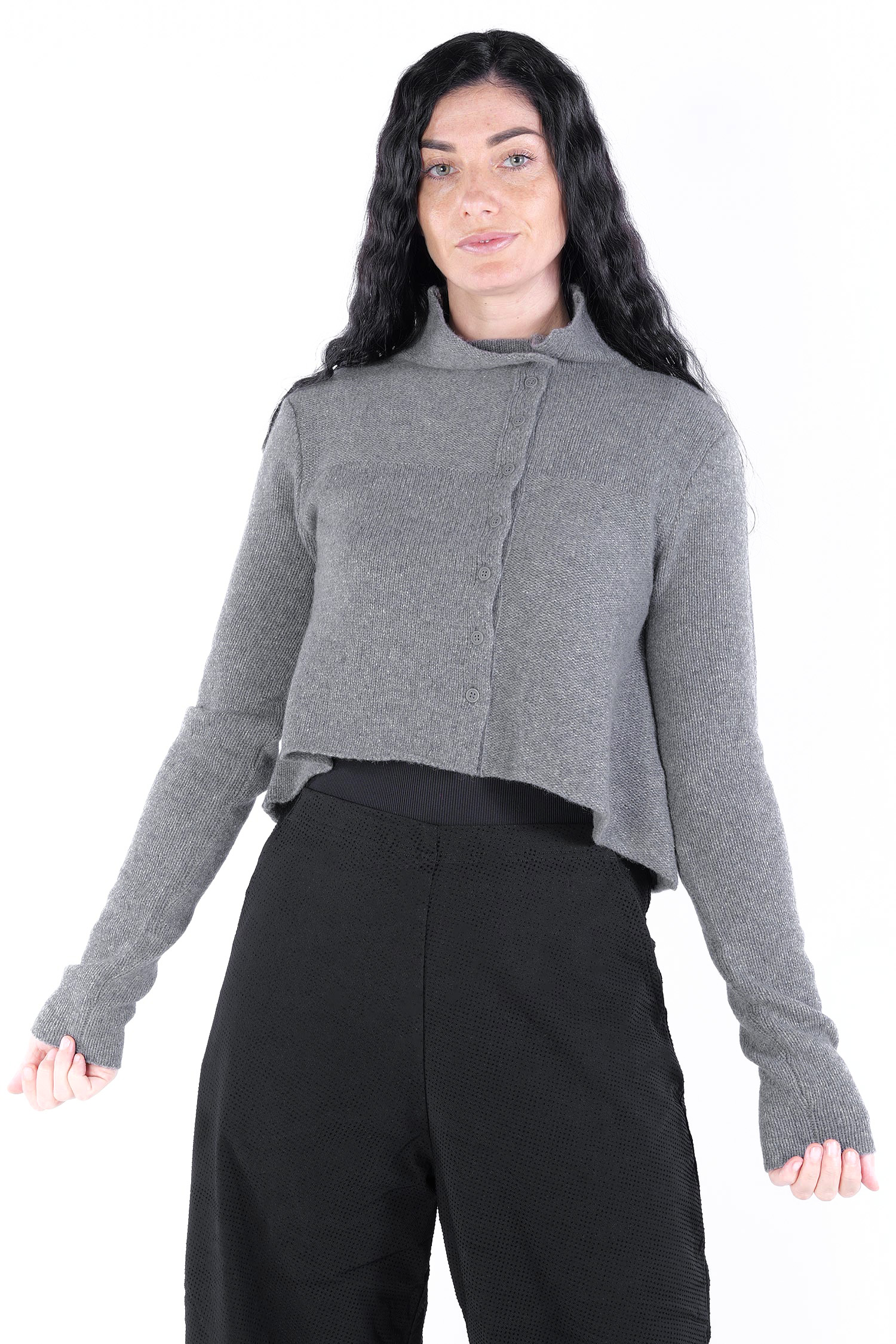 Kurze Strickjacke - Dark grey - 2253627103