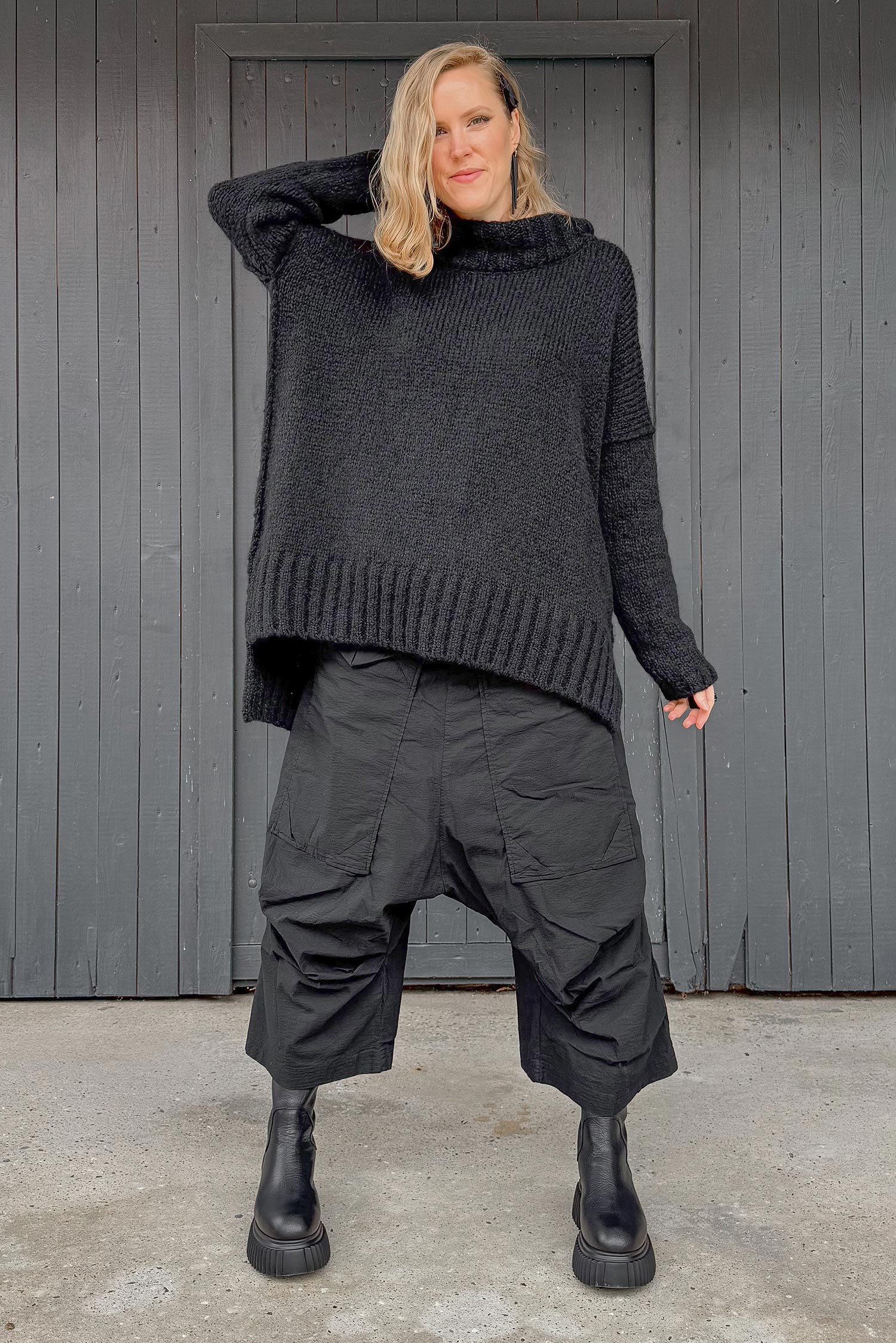 Grobstrick Pullover - Schwarz - Colie