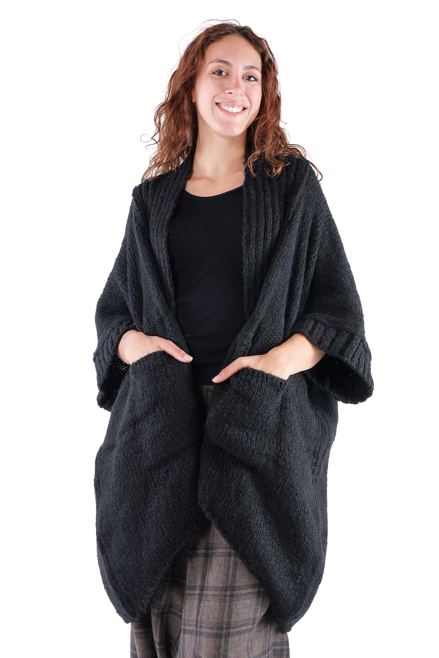 Grobstrick Jacke - Schwarz - Watts