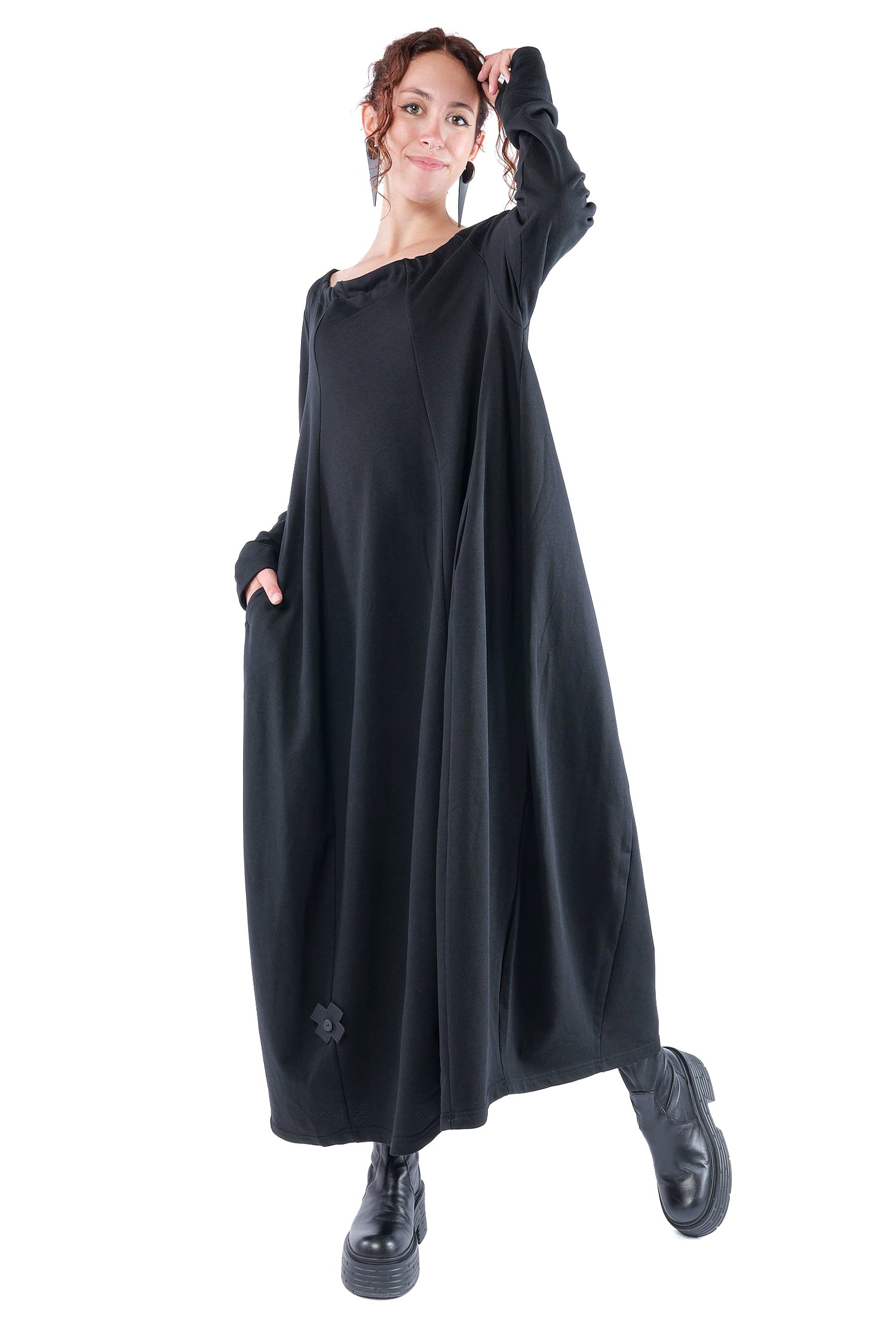 Tulpiges Sweatkleid - Schwarz - 1161