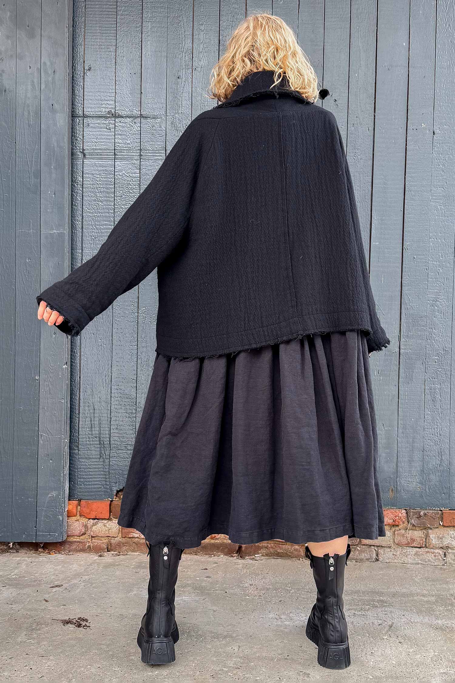 Frayed winter jacket - Black - 2263281102