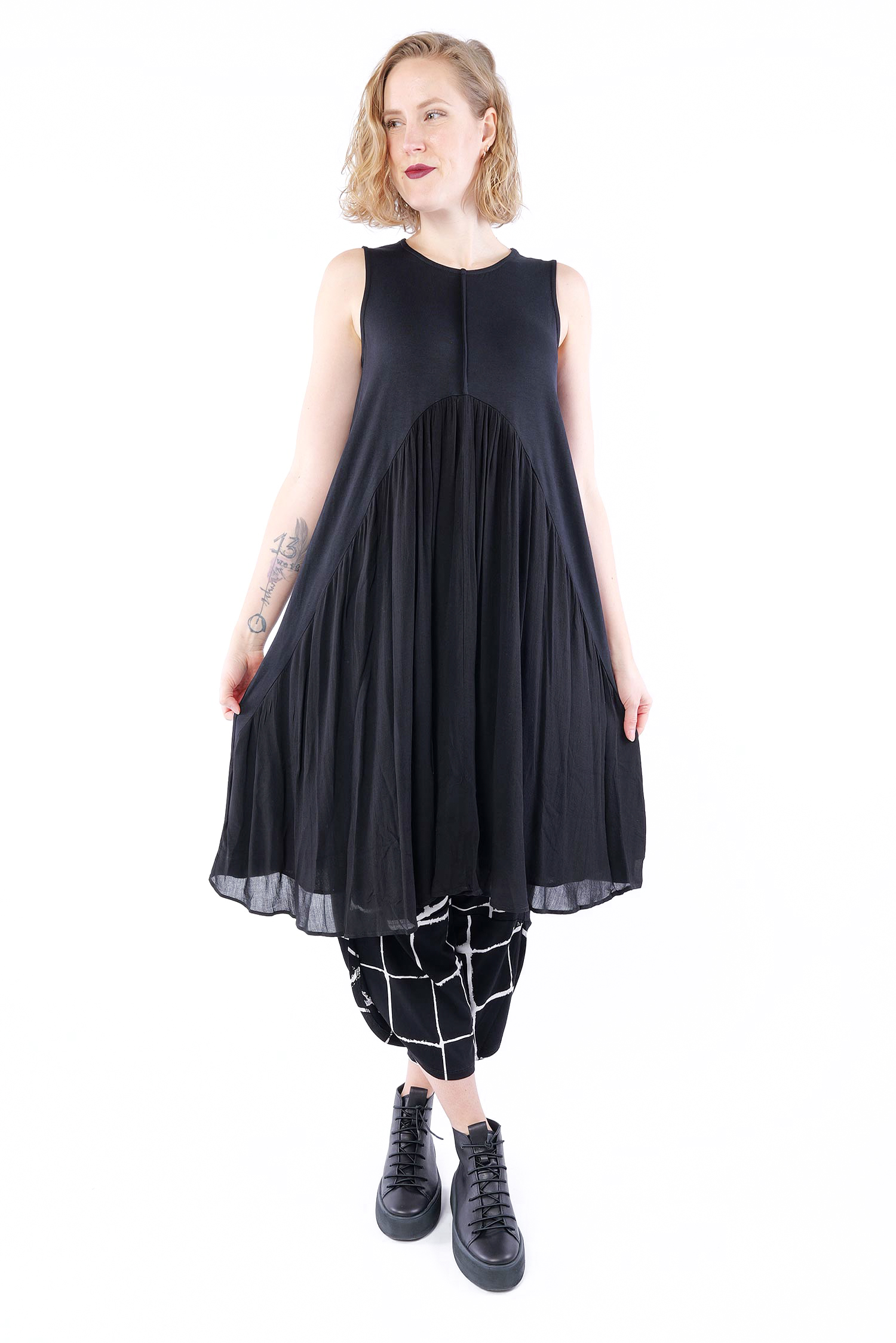 Langes gerüschtes Top - Schwarz - 860884