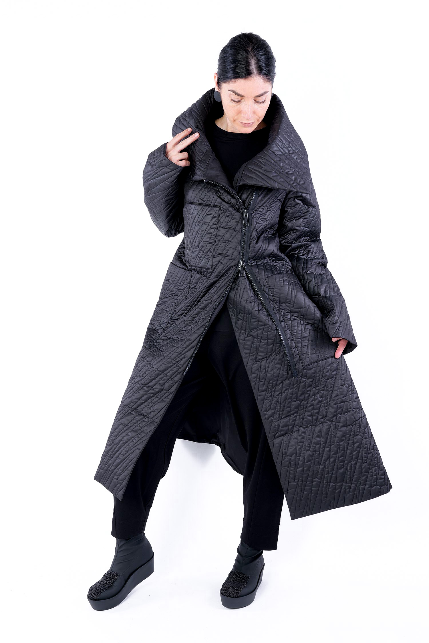 A-Linie Wintermantel - Schwarz - W25-16