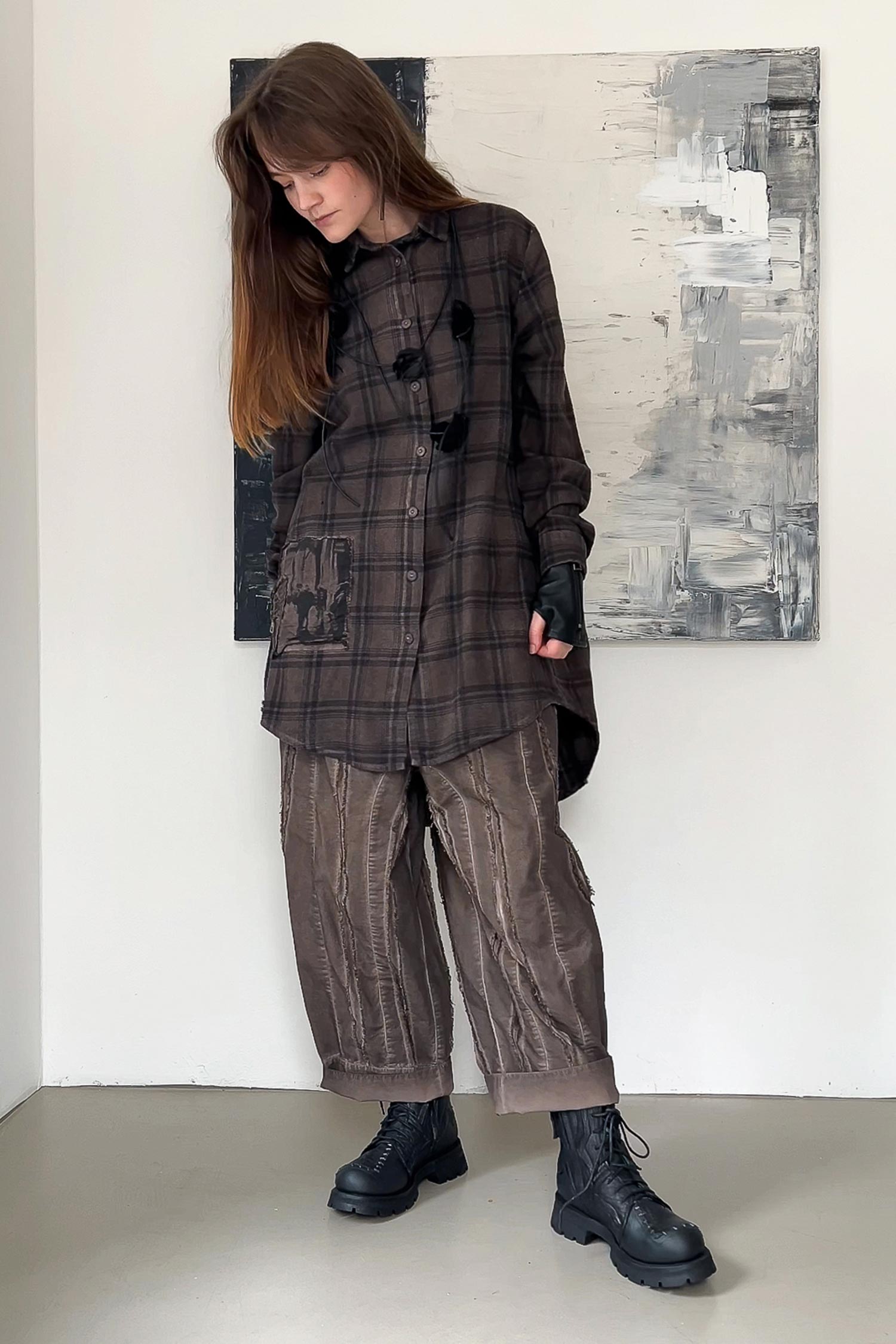 Casual shirt-blouse - Truffle old dye check - Allora