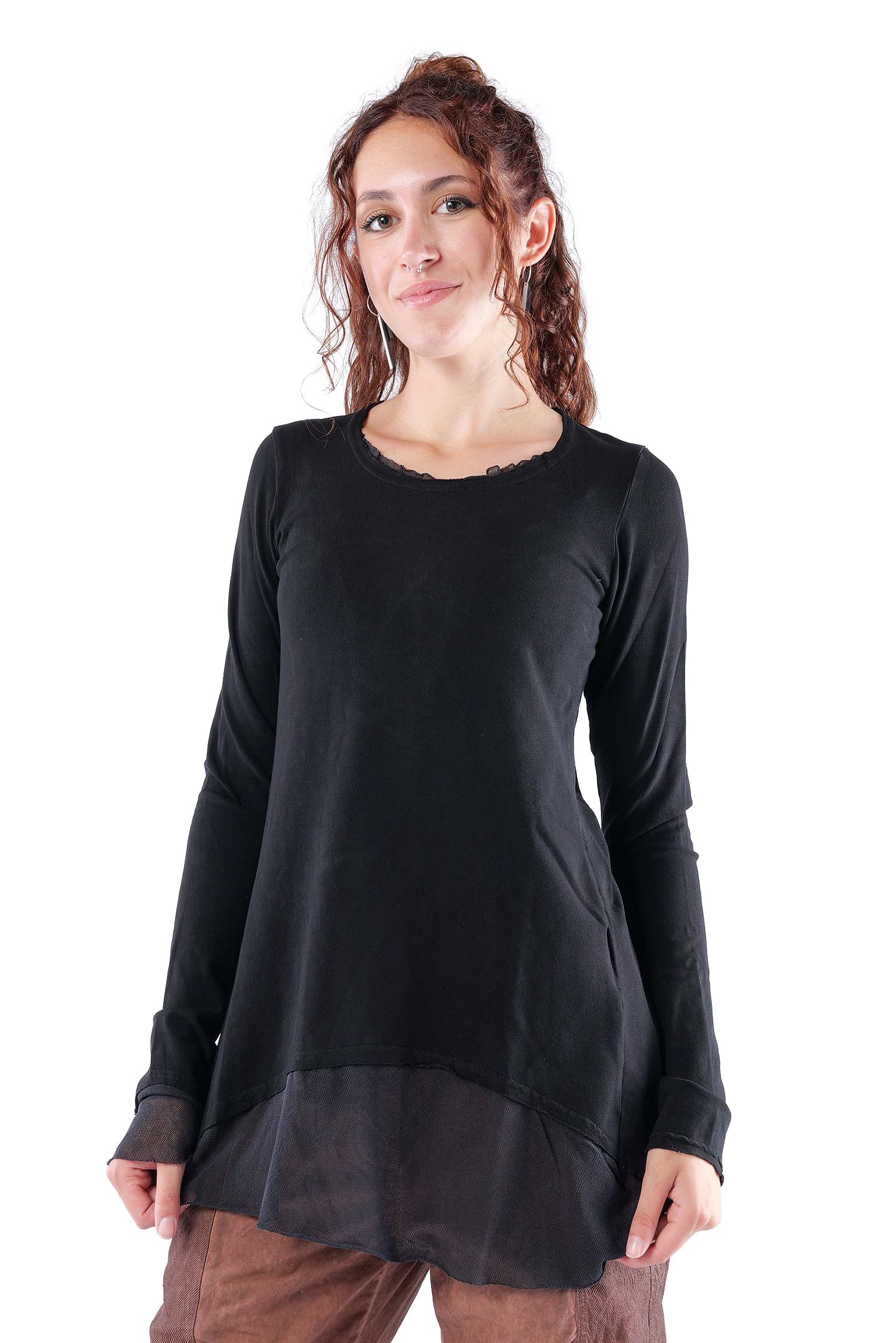 Longsleeve mit Tüll - Schwarz - 2263510501