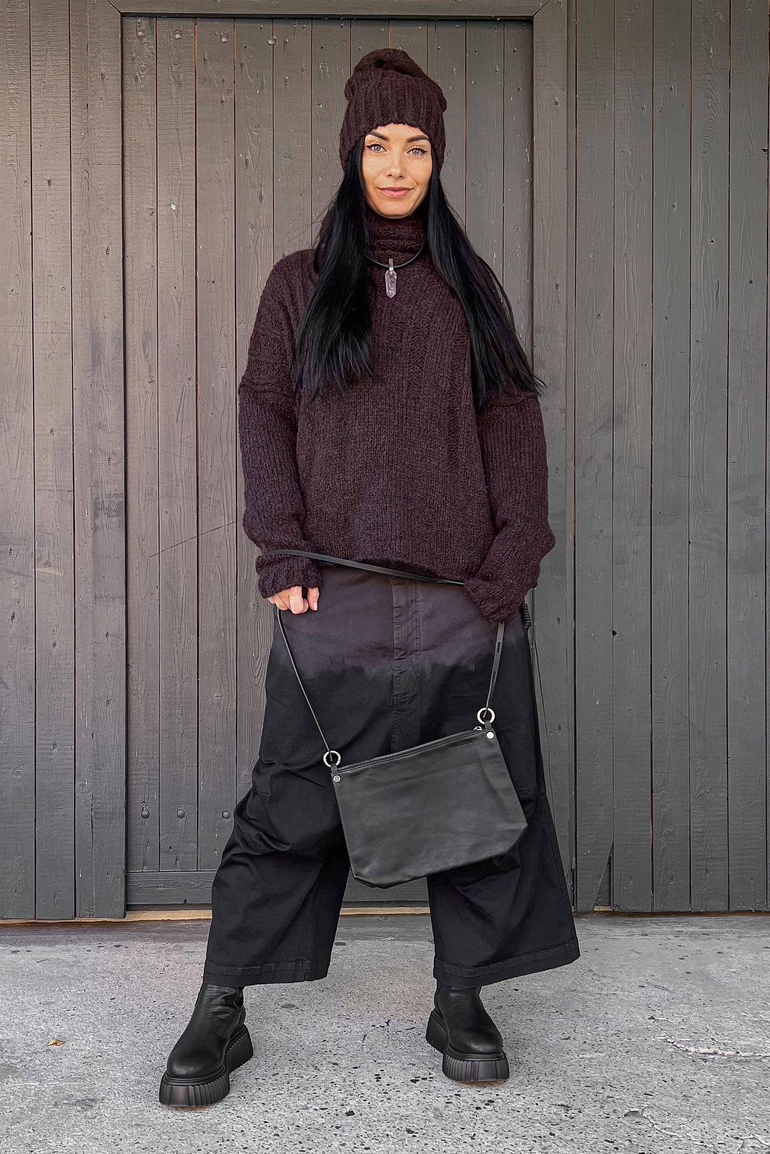 Grobstrickmütze - Smoke burgundy - Fiff