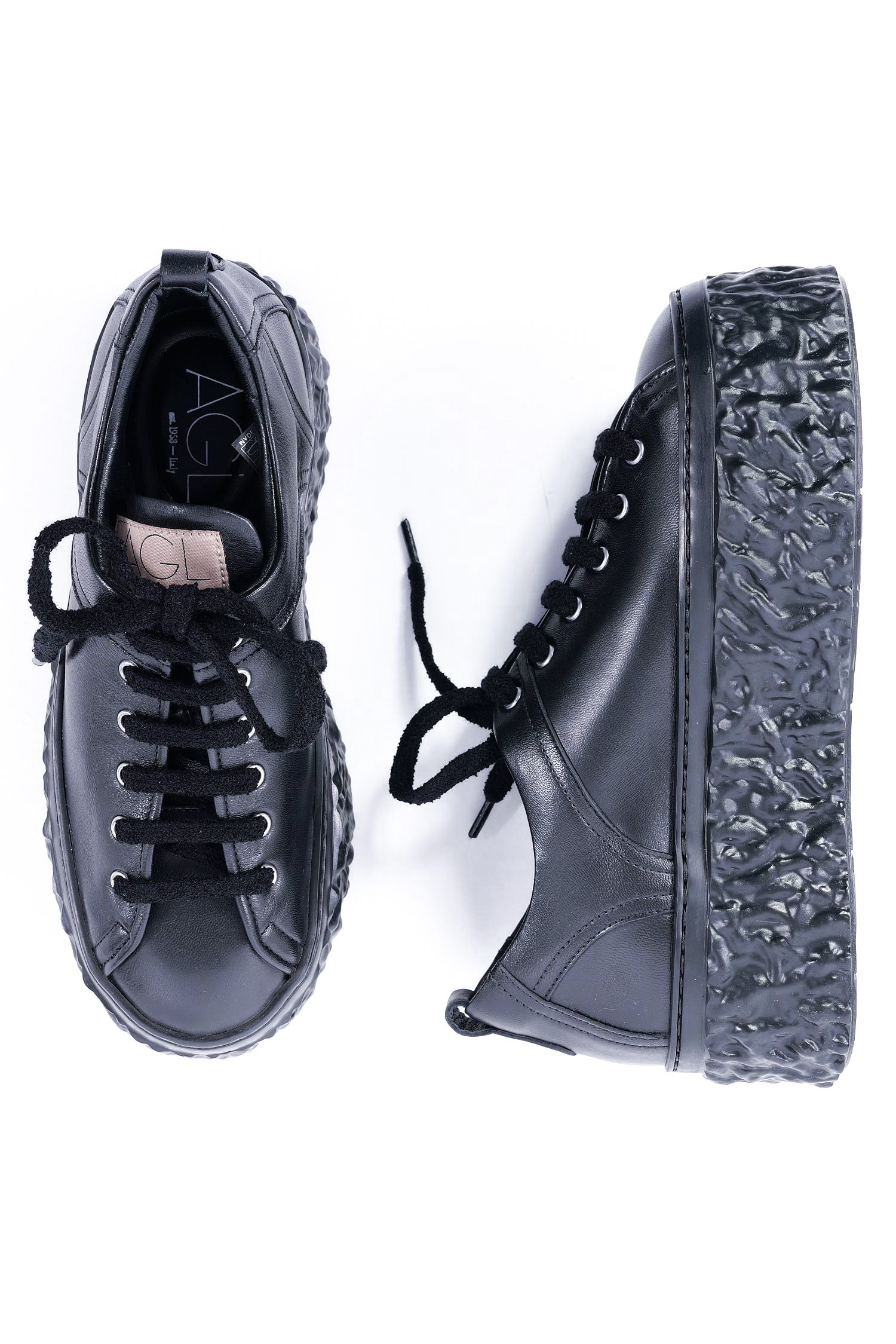 AGL Platform sneakers - Black - Magma Leather