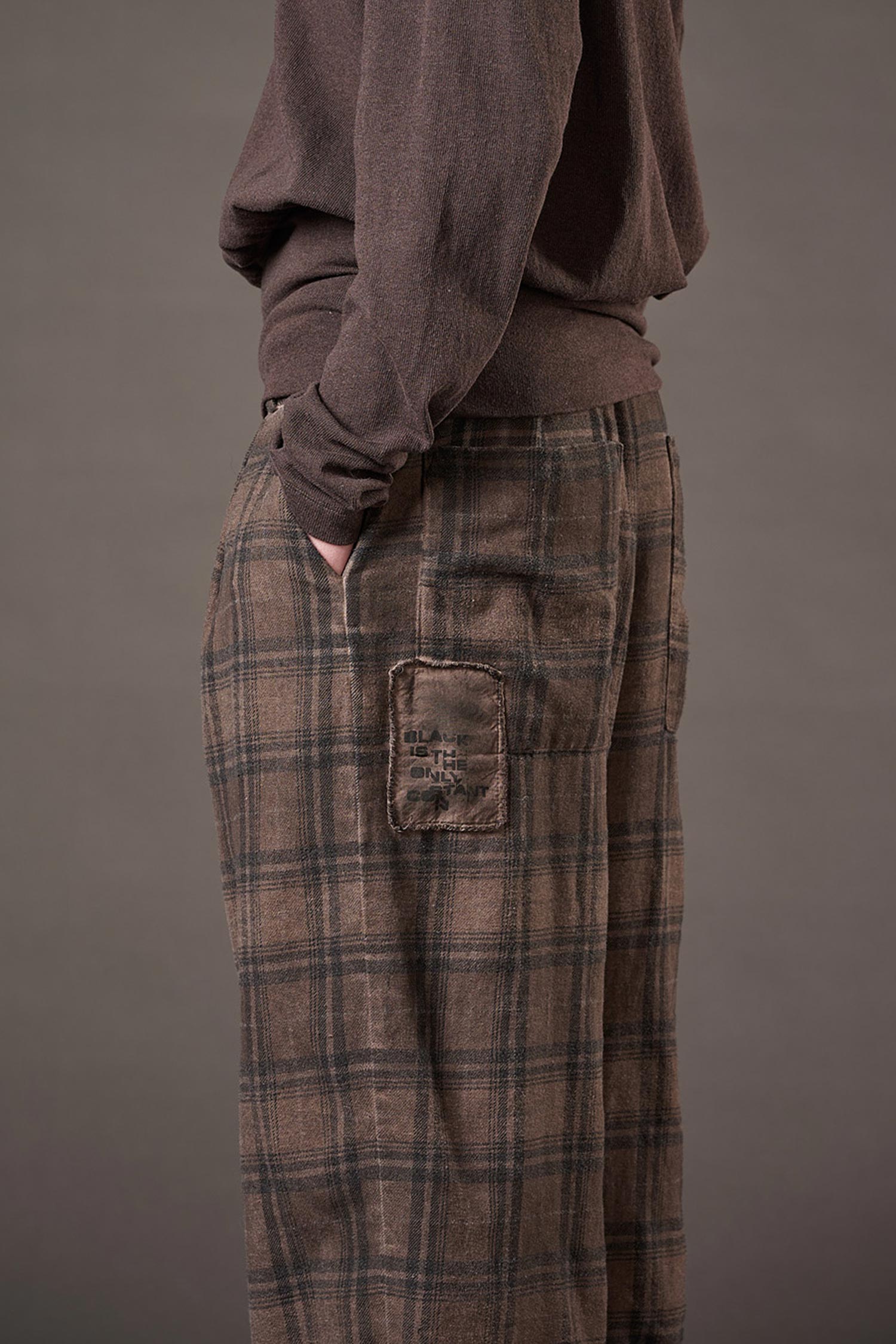 Pleated pants - Truffle old dye check - Casso