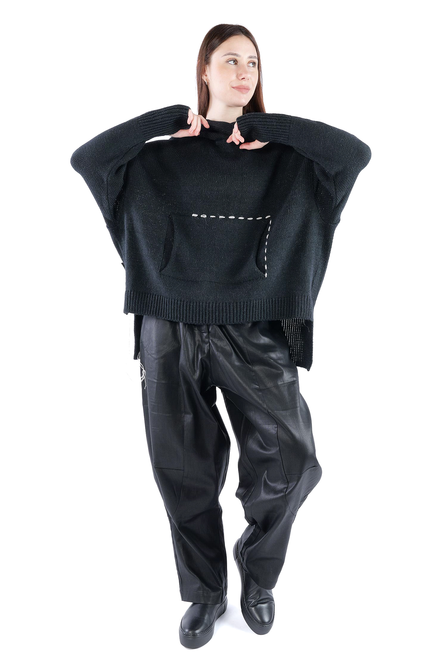 Strick Hoodie - Schwarz - Edooh