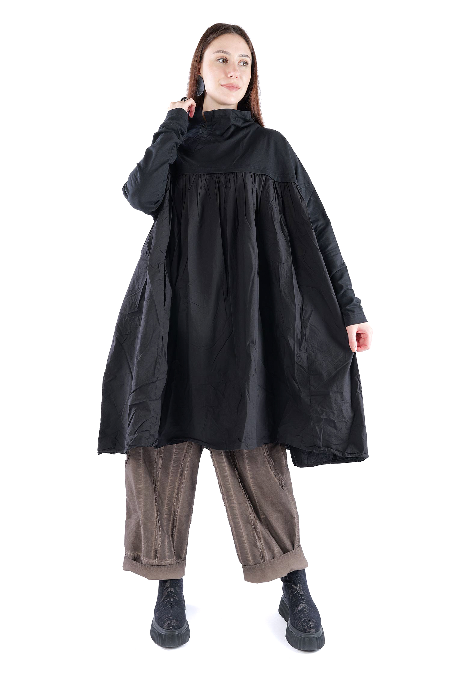 Gerüschte Tunika - Schwarz - 2262280906