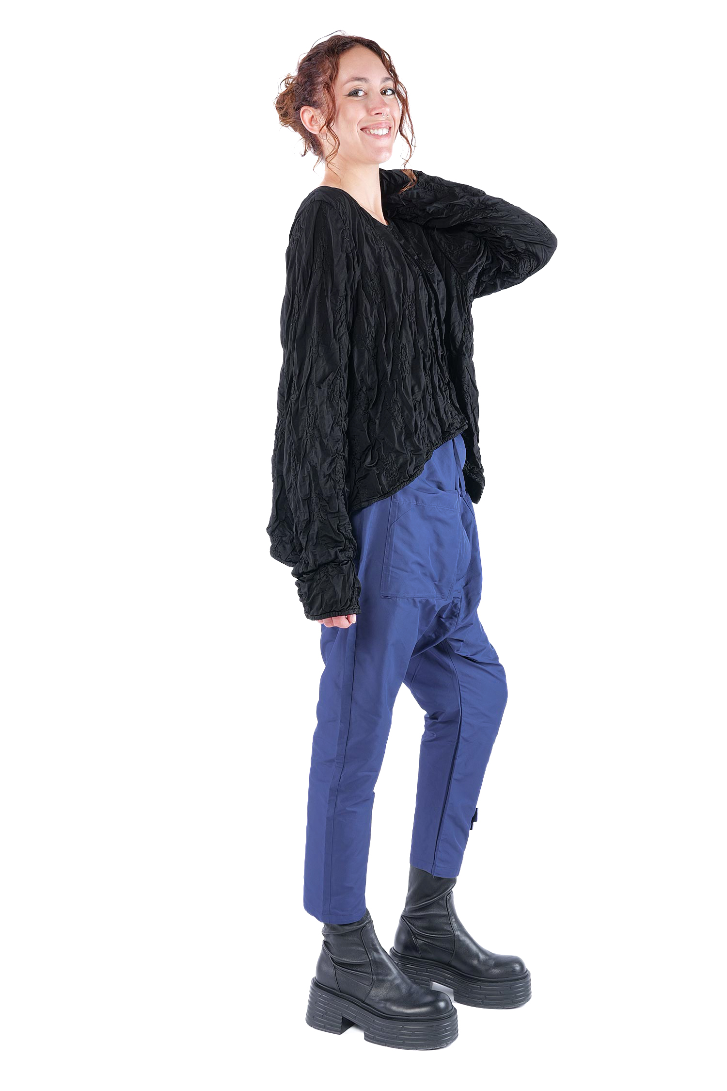 Oversize Stepppullover - Schwarz - Innenlaut