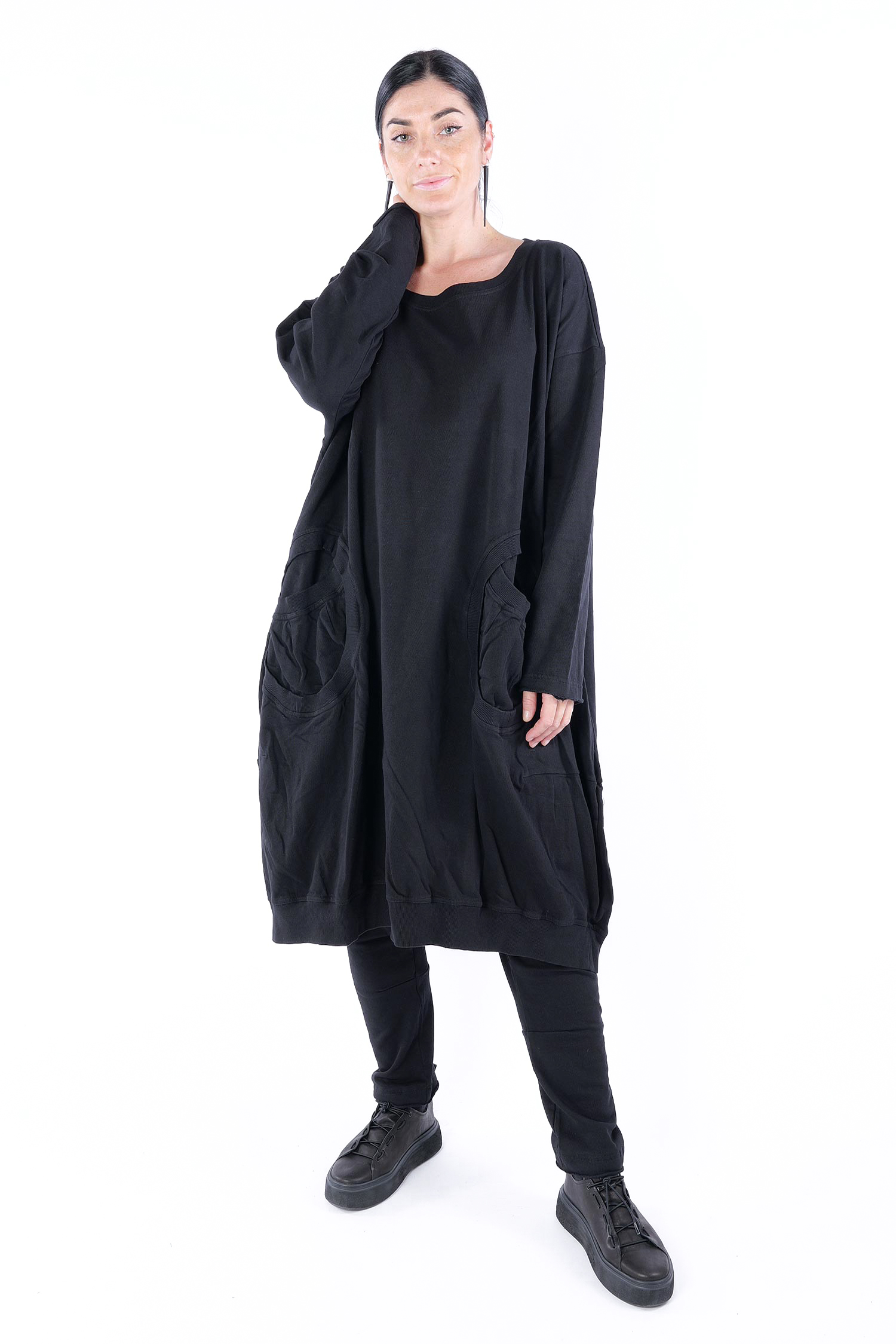 Oversize Sweatkleid - Schwarz - 2253250906