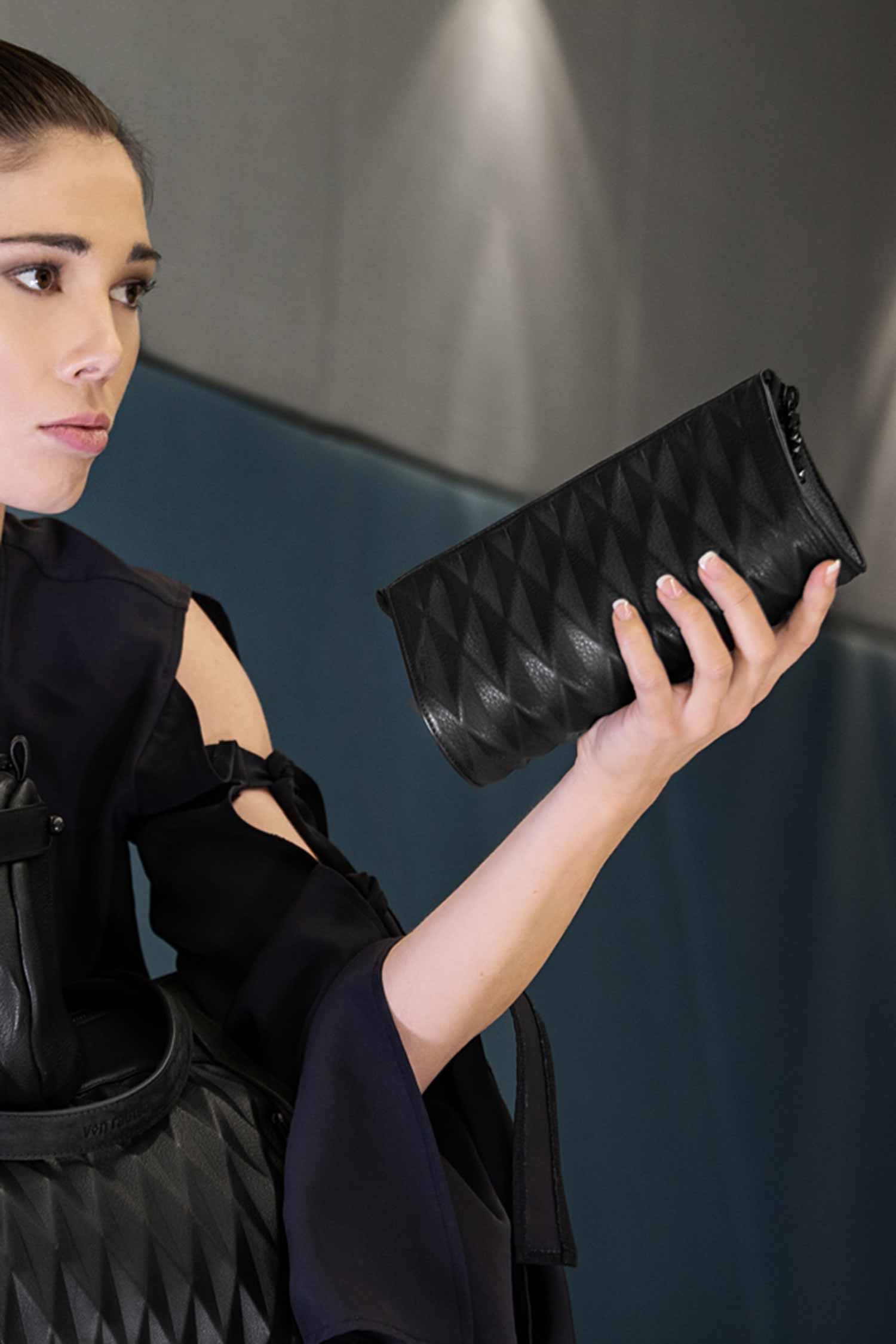 Leder Clutch - Schwarz - Clutch Bag