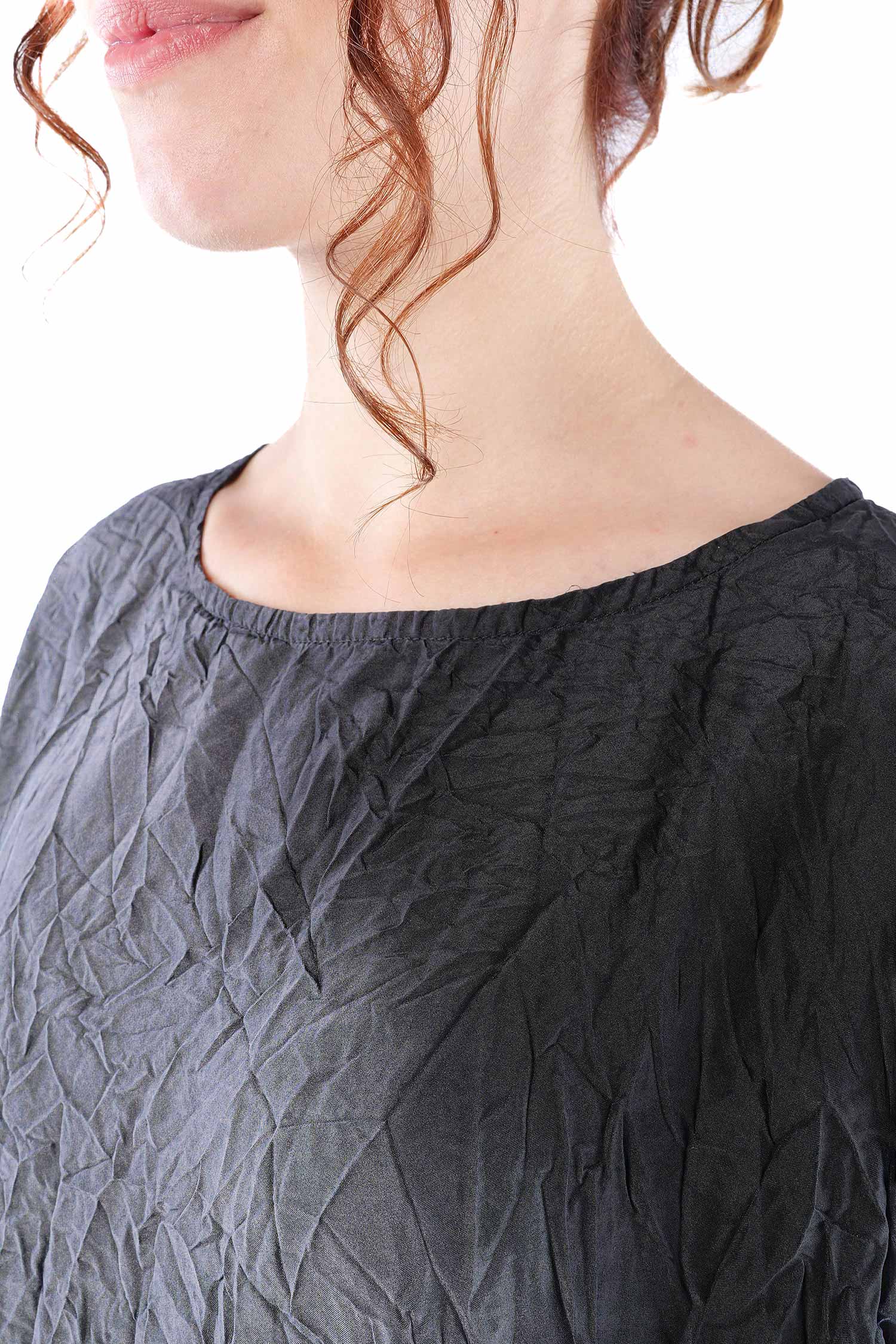 Oversize Seidenkleid - Schwarz - Ellastik
