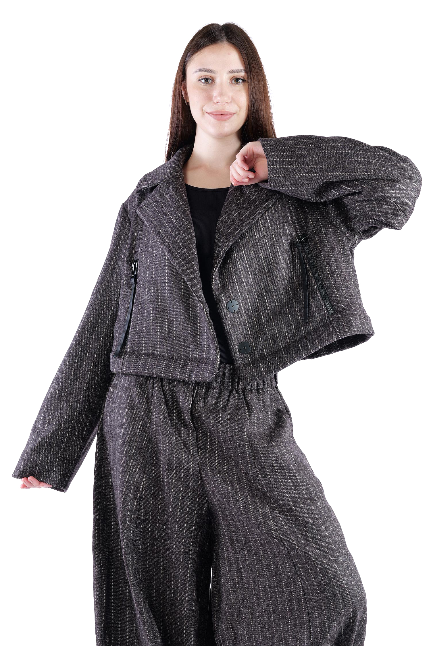 2-in-1 Wintermantel - Truffle striped woven/chocolate - Formers