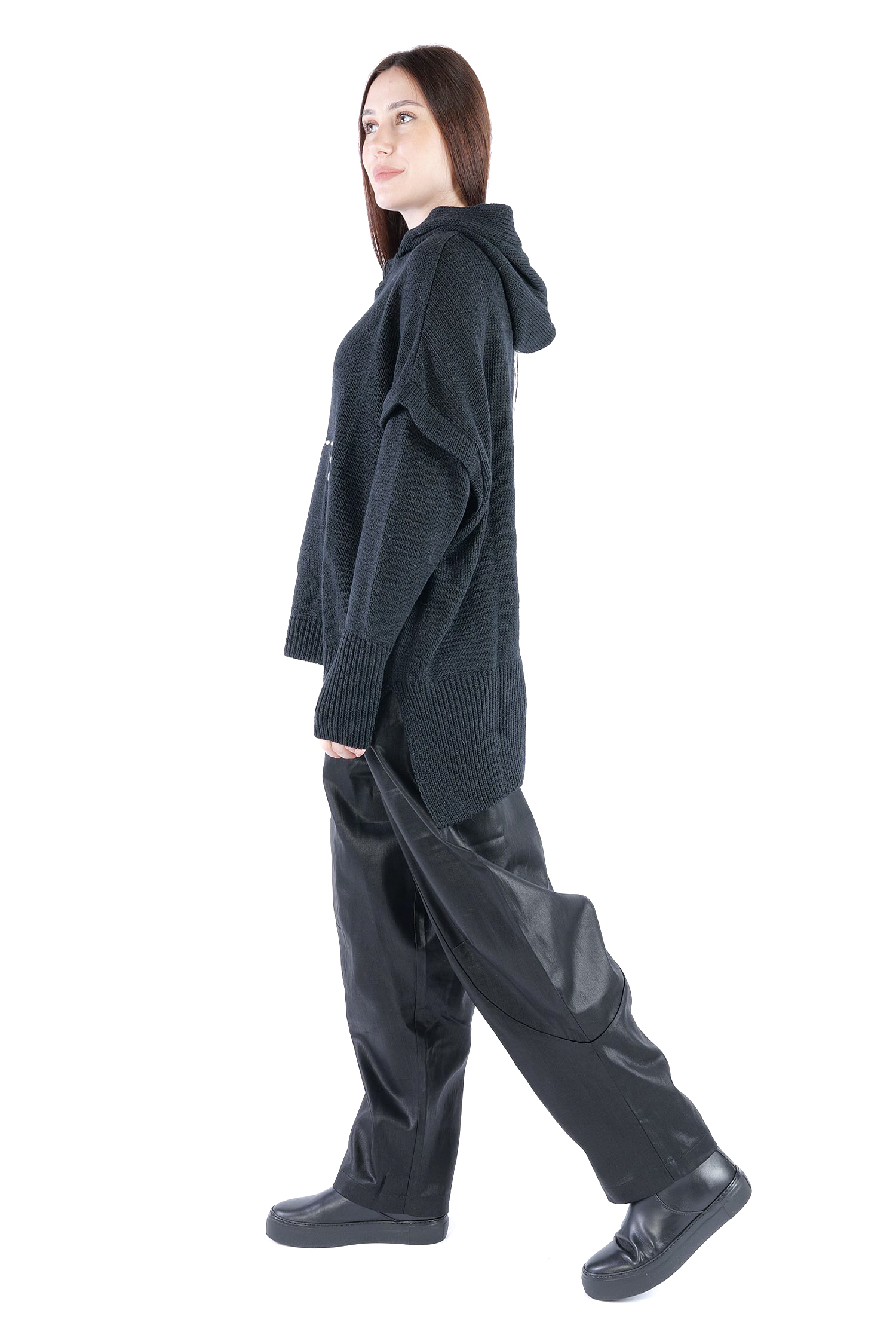 Strick Hoodie - Schwarz - Edooh