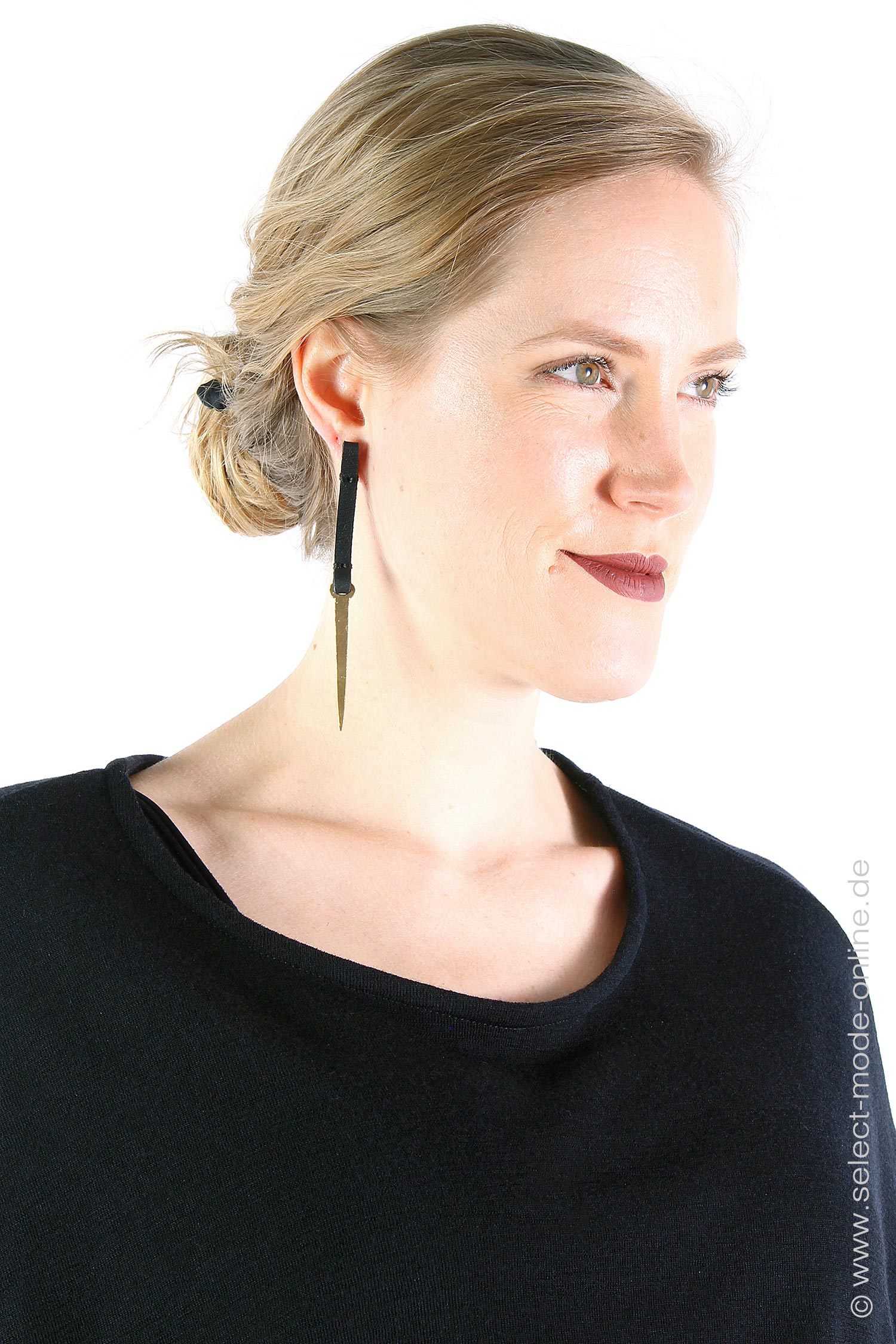 Messing Ohrring - Spike M Earring Bronze / Schwarz