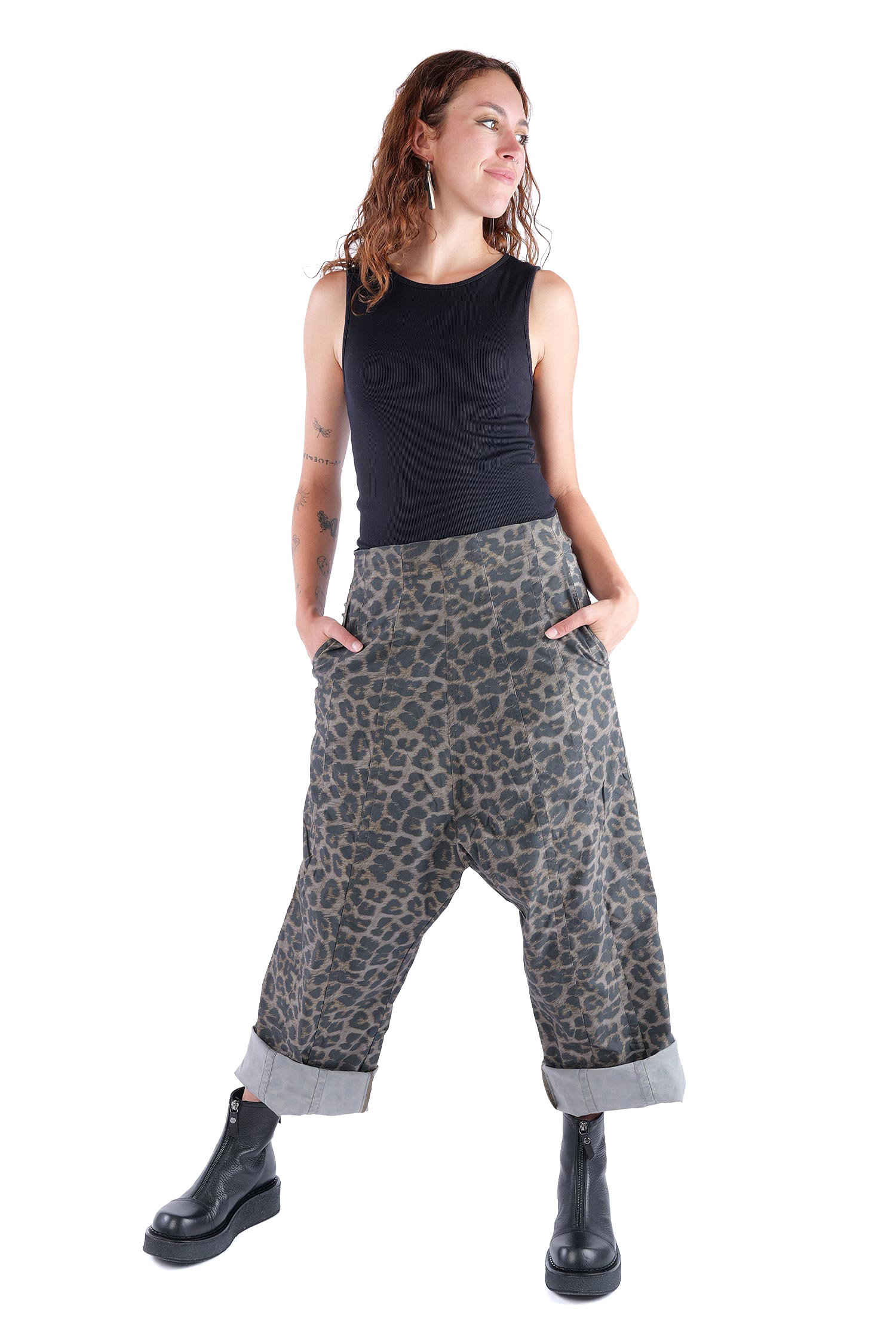 Weite Stretchhose - Leo black cloud - 2261390106