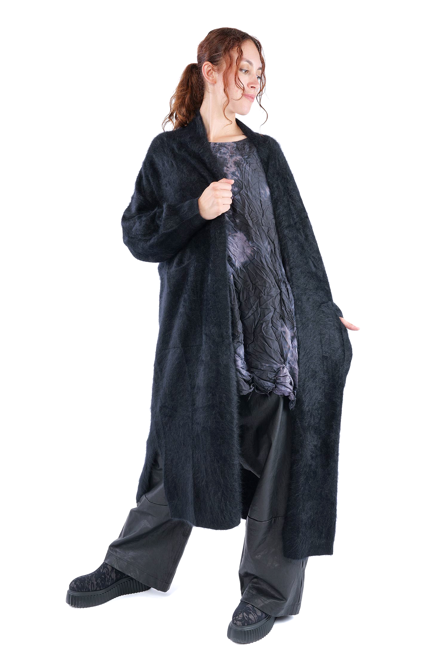 Flauschiger Kaschmir Cardigan - Night - 25133
