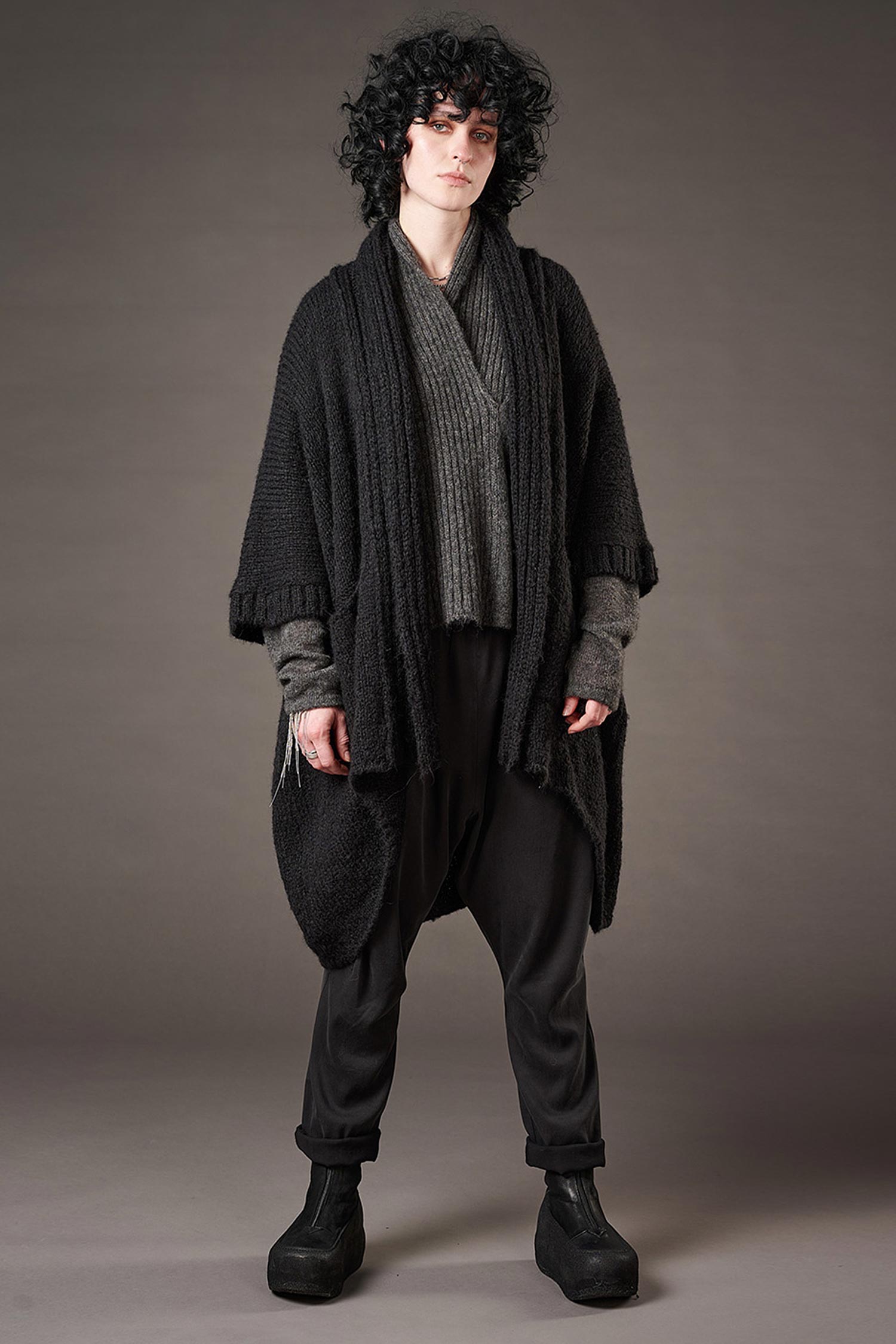 Grobstrick Jacke - Schwarz - Watts