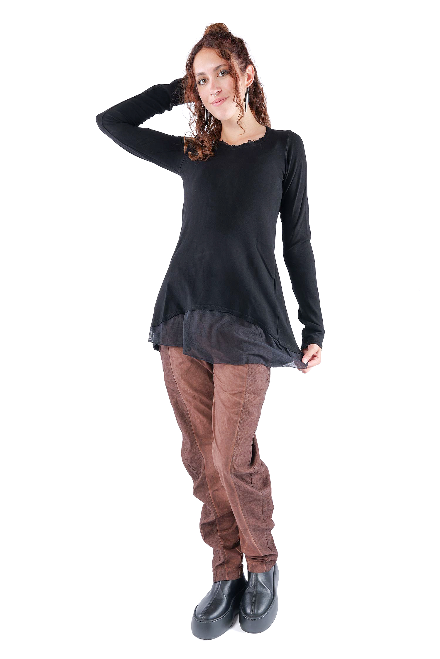 Longsleeve mit Tüll - Schwarz - 2263510501