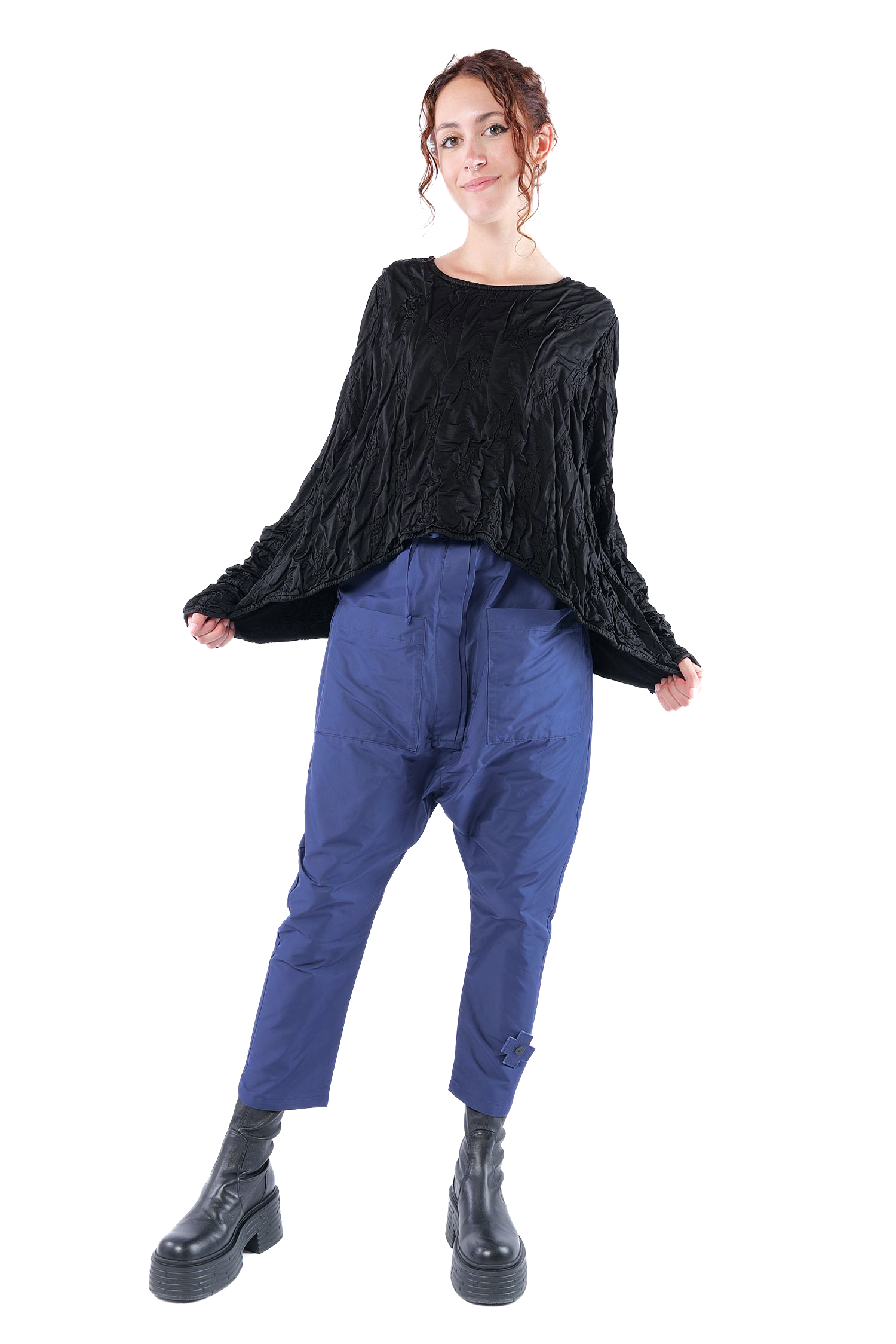 Oversize Stepppullover - Schwarz - Innenlaut