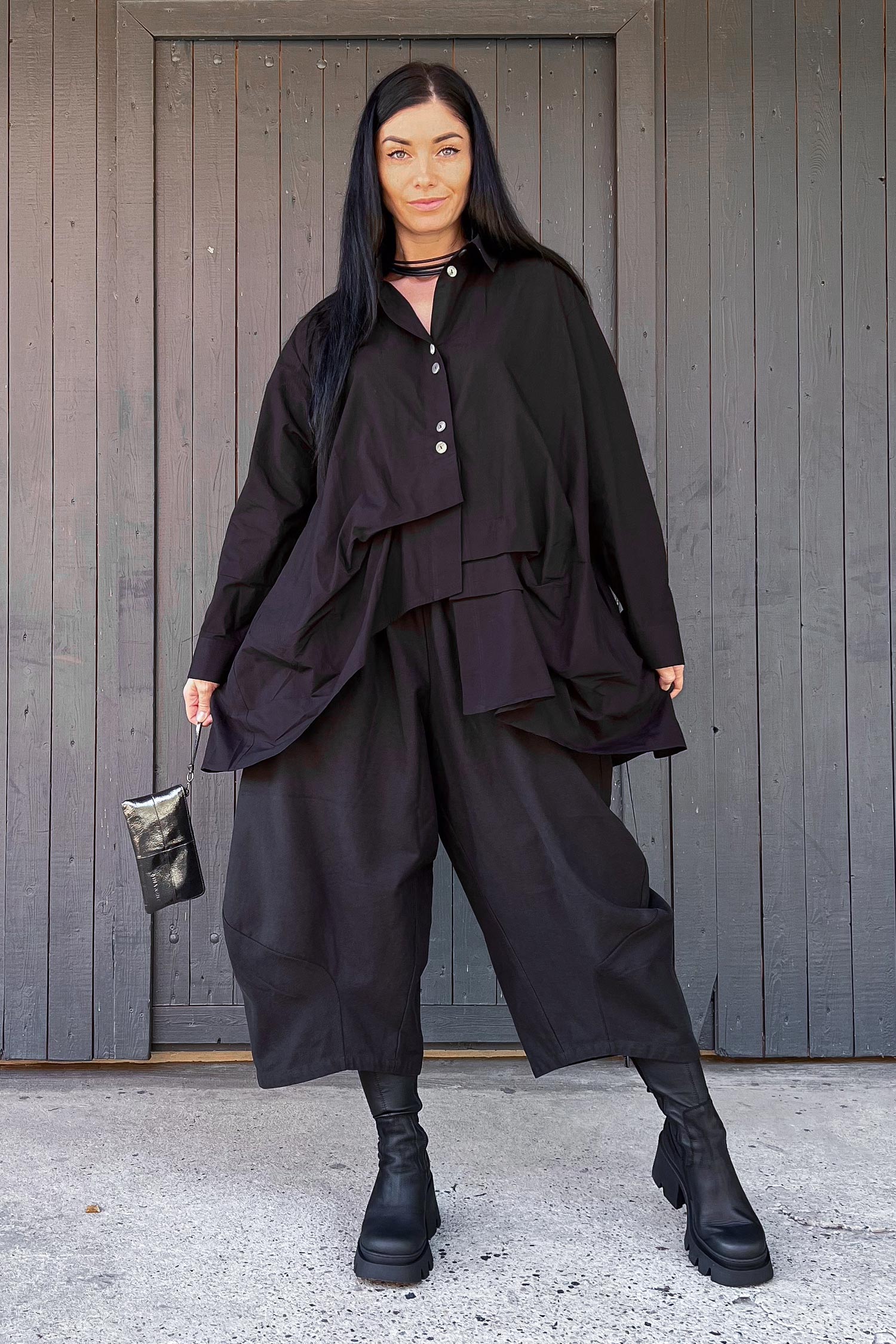 Oversize Bluse - Schwarz - 253409