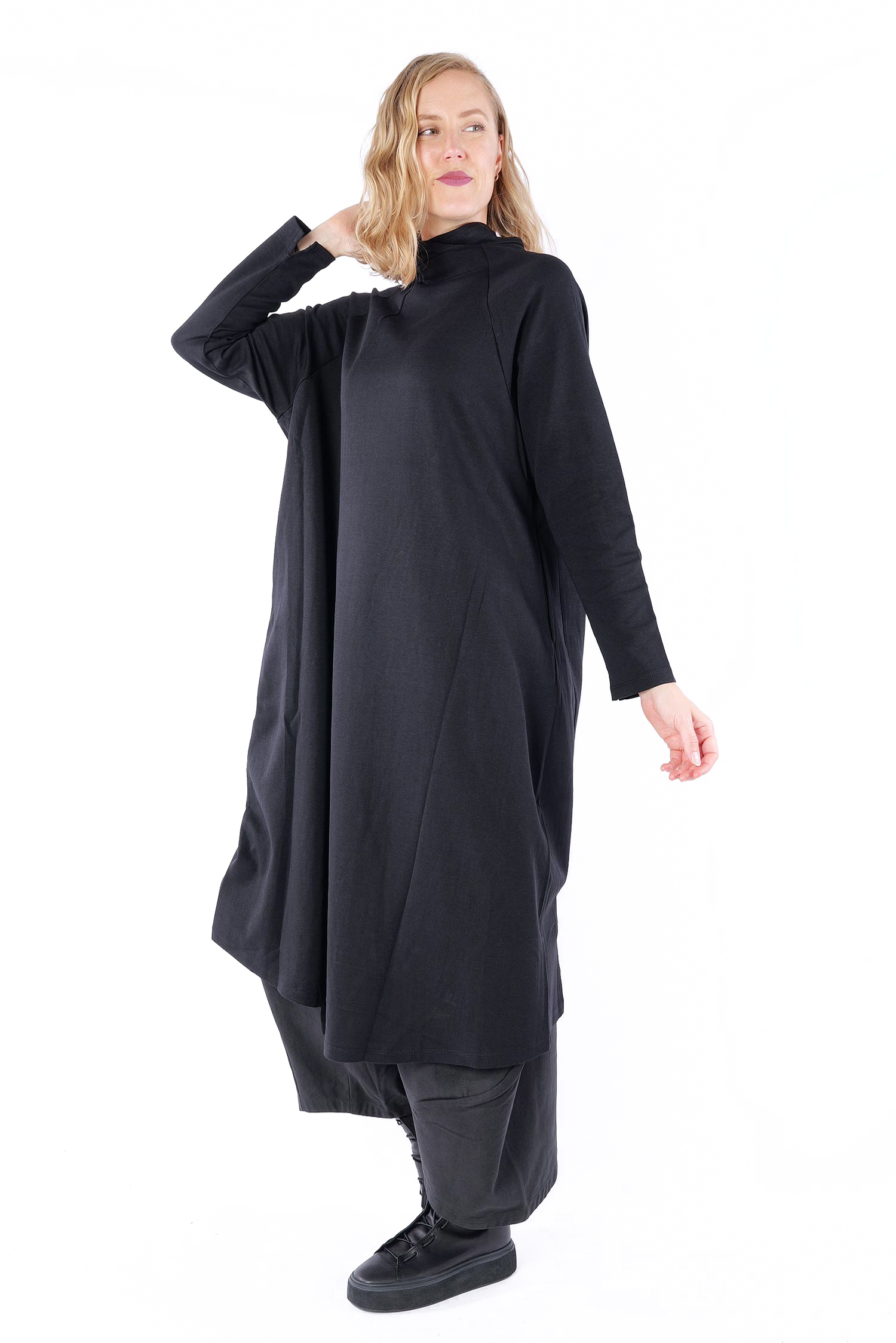 Tulpiges Sweatkleid - Schwarz - 253018