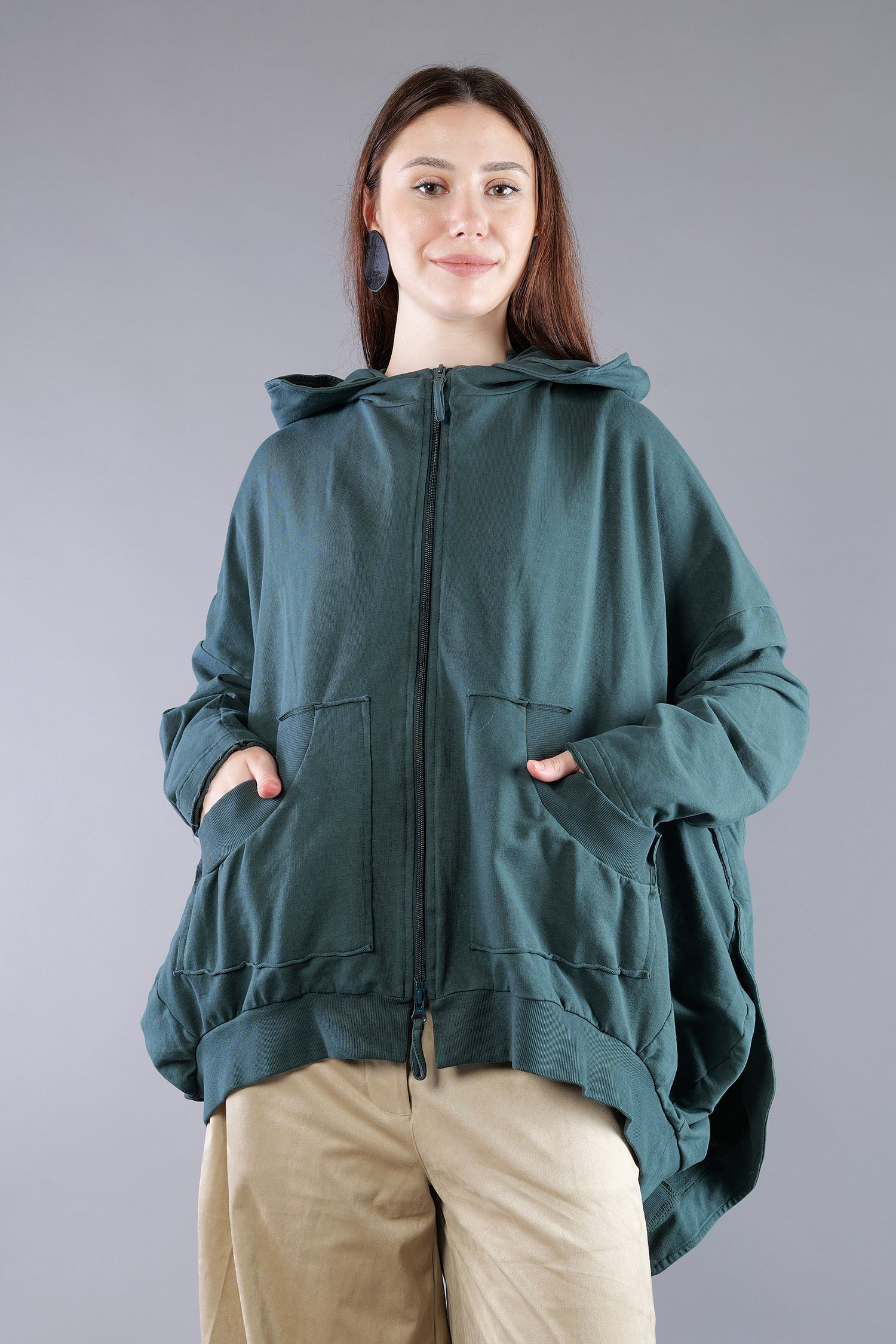 Oversized sweat jacket - Forest - 2263251102