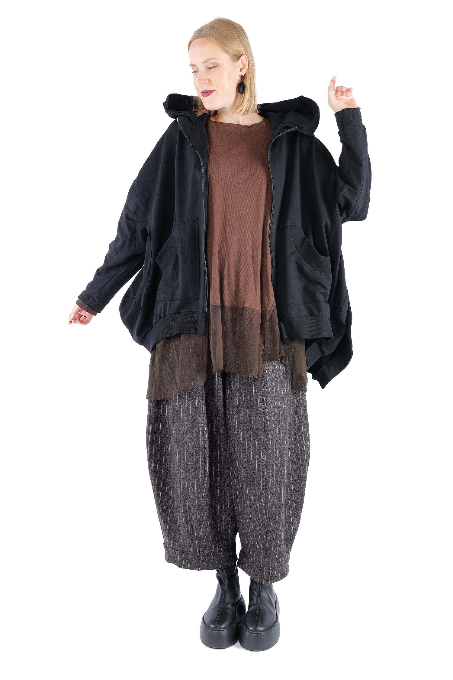 Oversize Sweatjacke - Schwarz - 2263251102