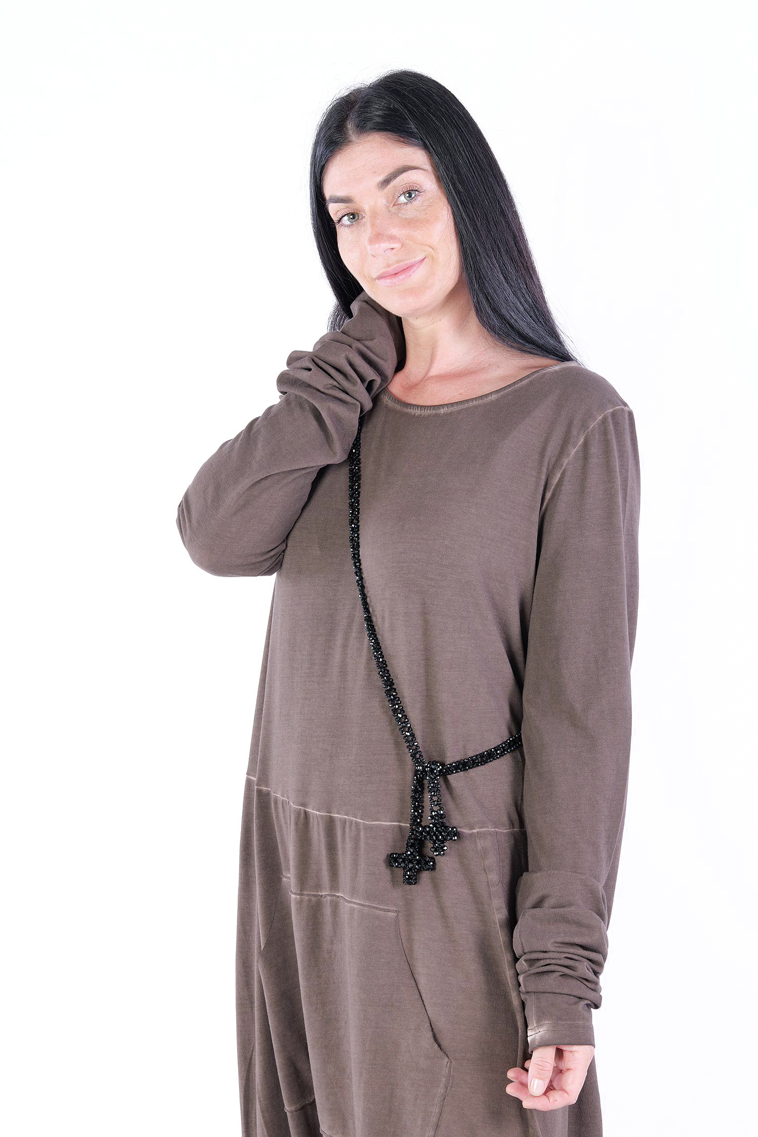 Lange Kette mit Doppel Plus - schwarz - 1564