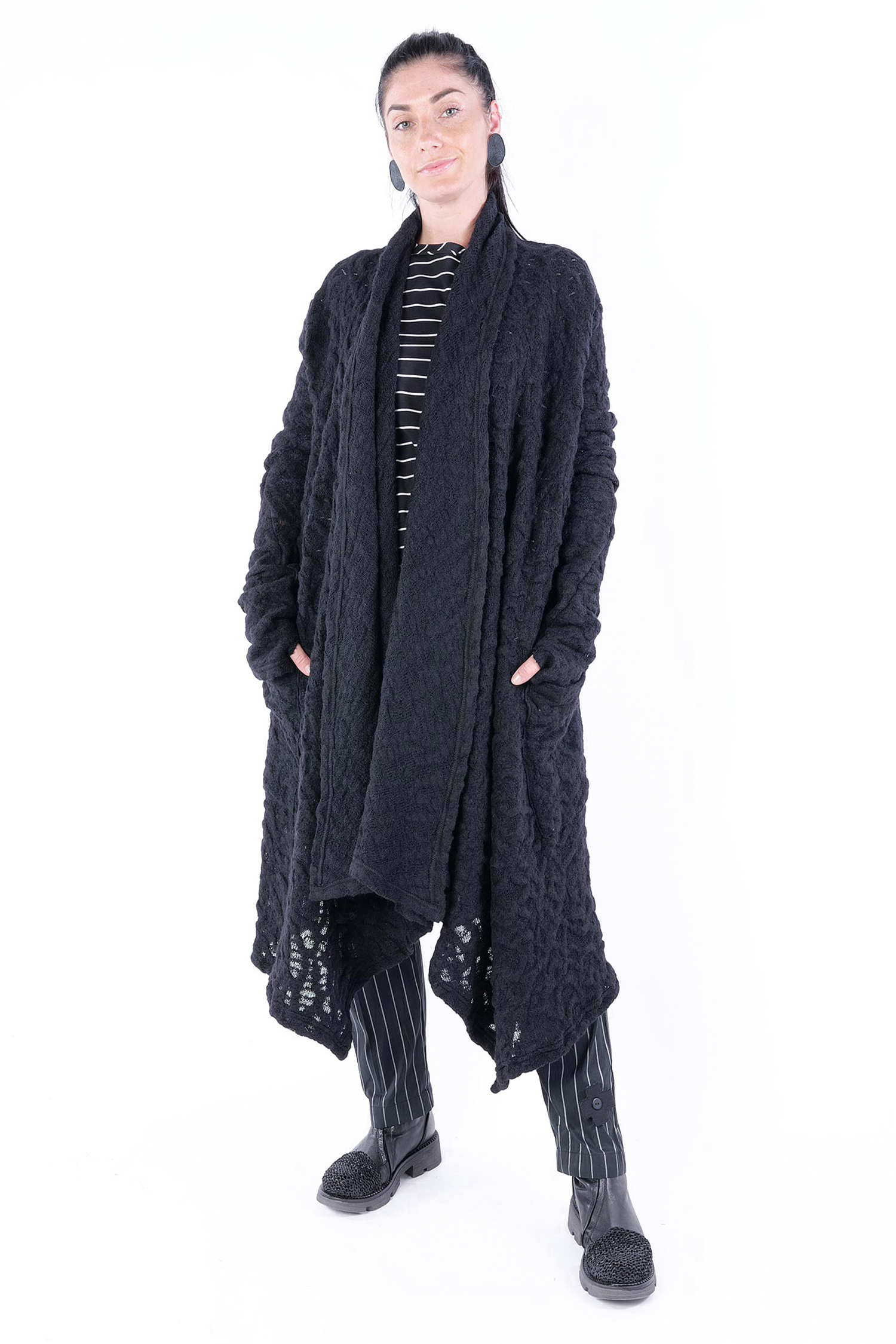 Asymmetrischer Mantel - Schwarz - M159