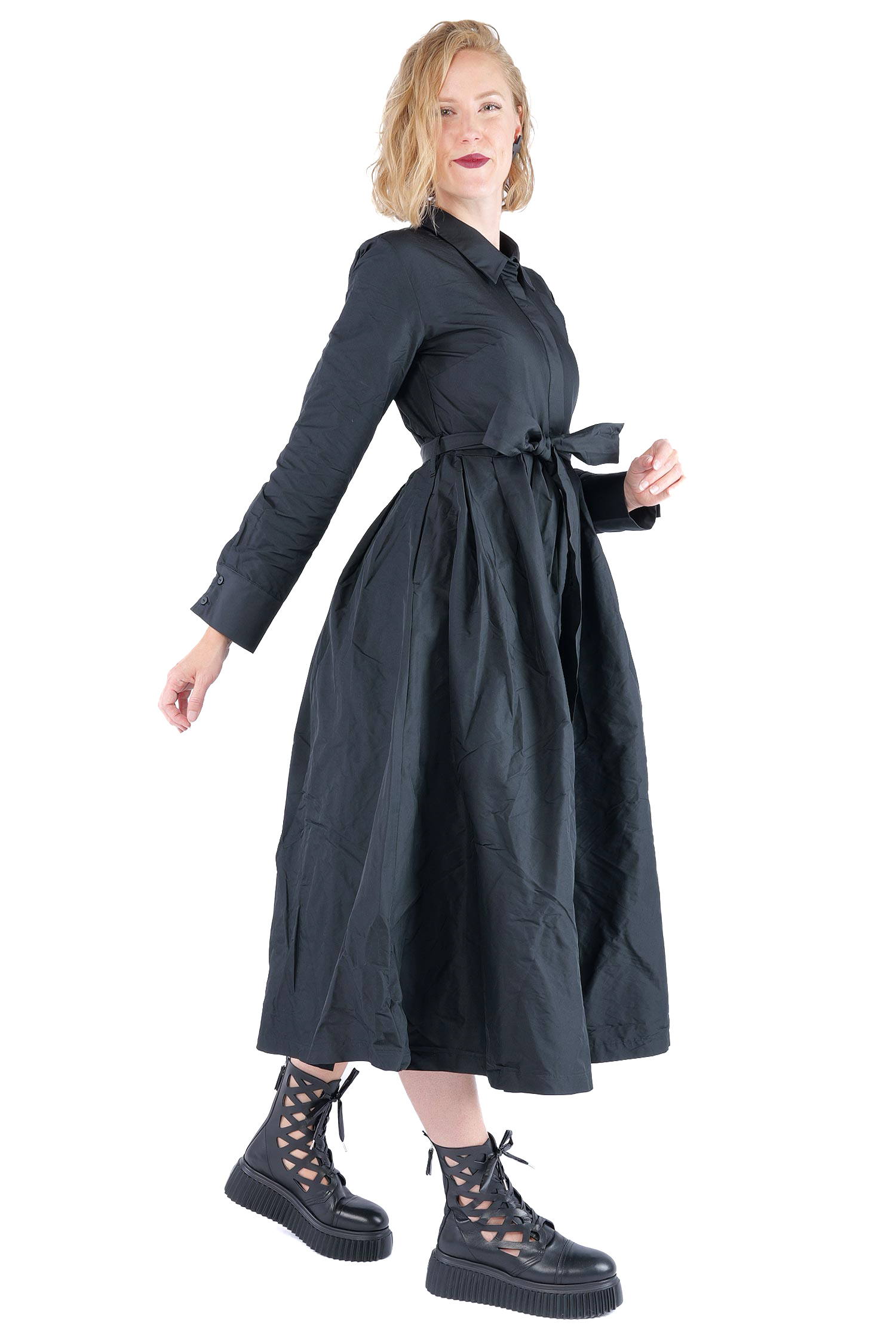 Taft Mantel-Kleid - Schwarz - 1162