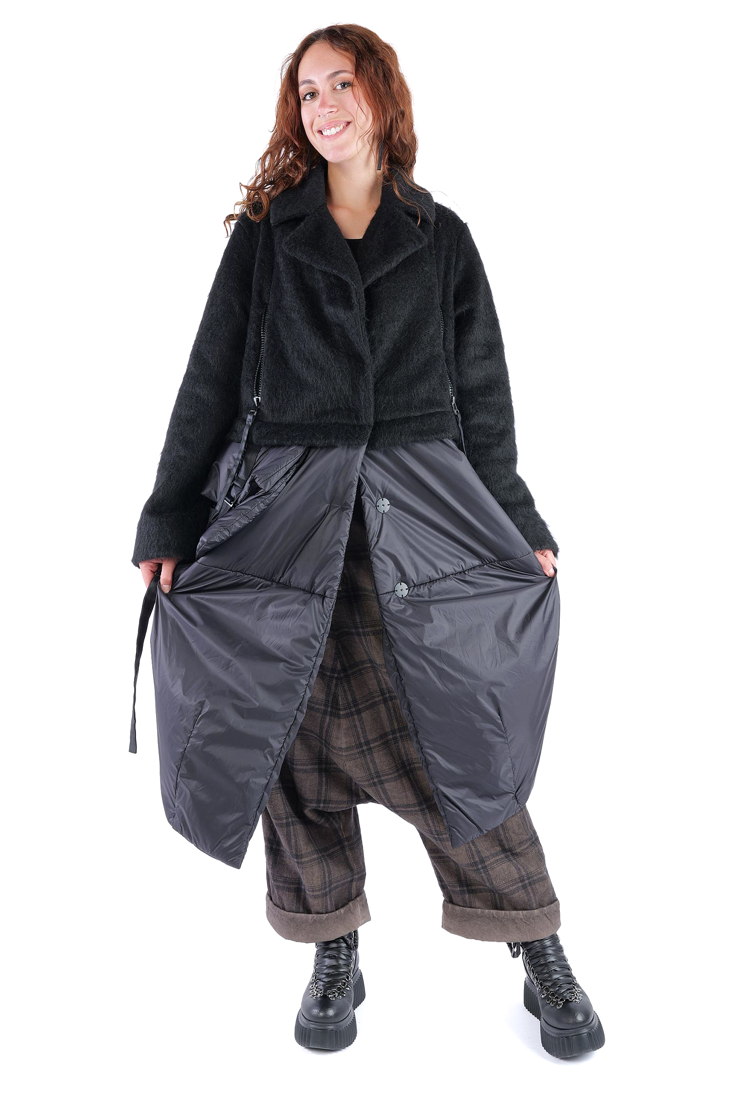 2-in-1 Wintermantel - Black faux fur/Black - Formers