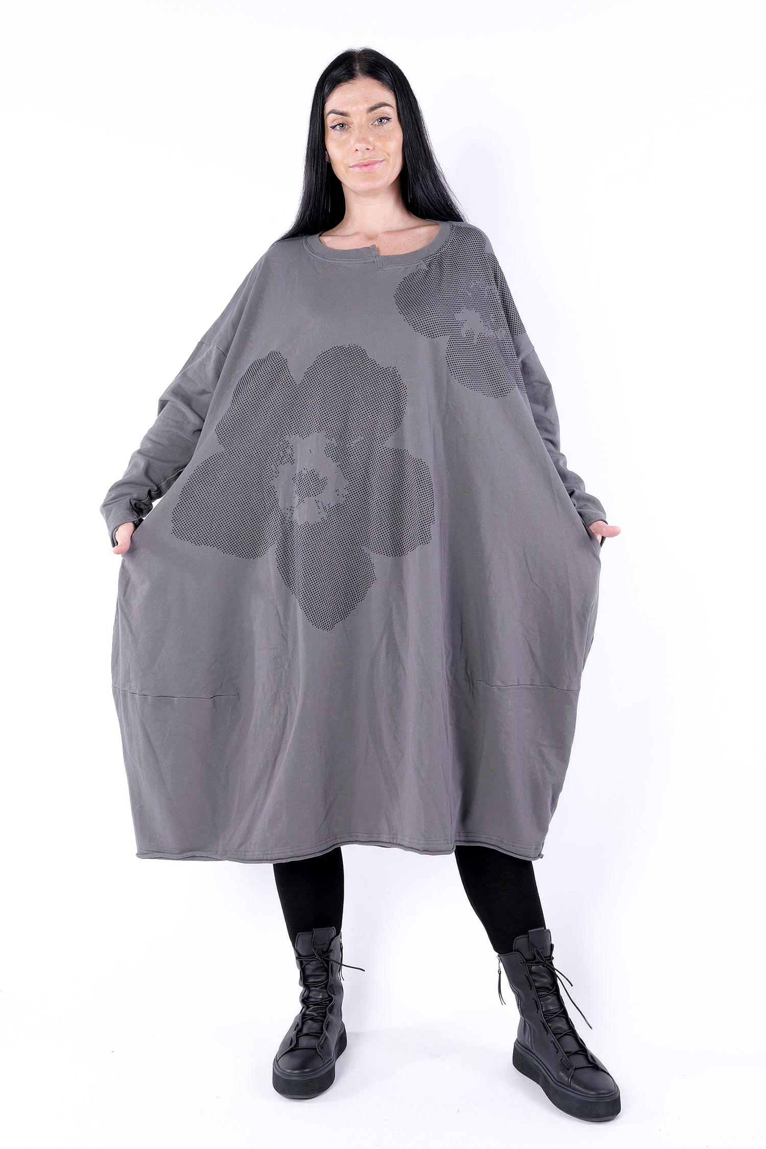 Oversize sweat dress - Darkgrey blackflock - 2253290912