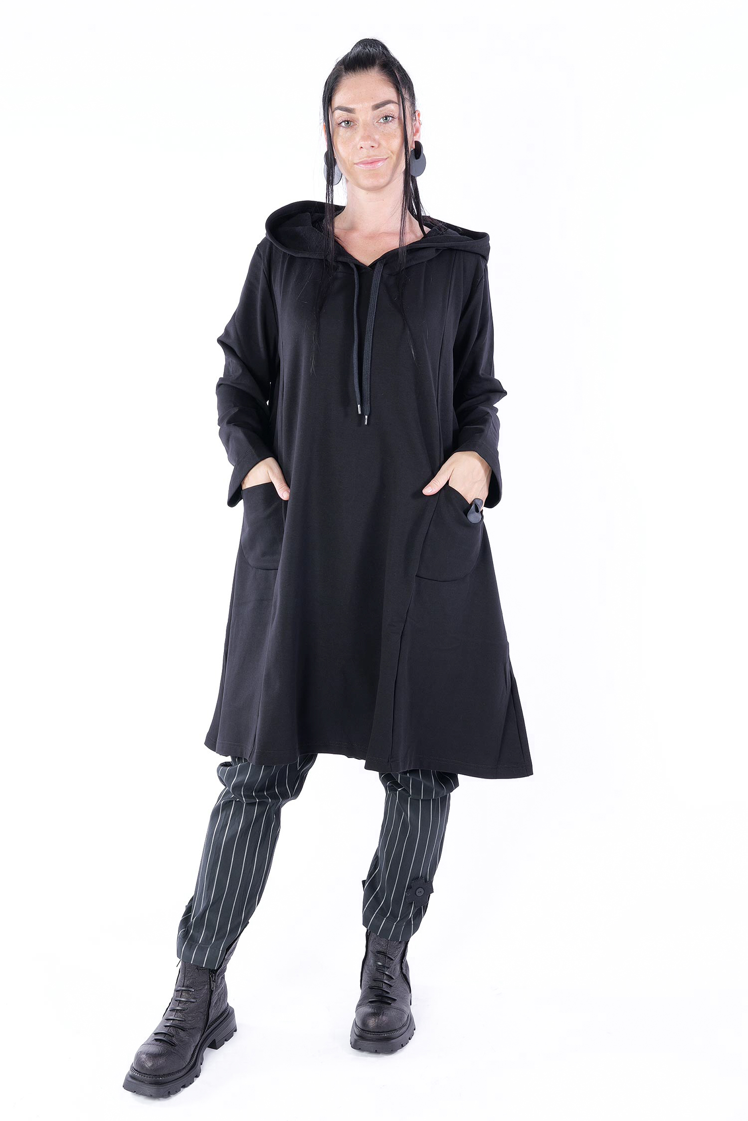 Tunika mit Kapuze - Schwarz - U5840-U