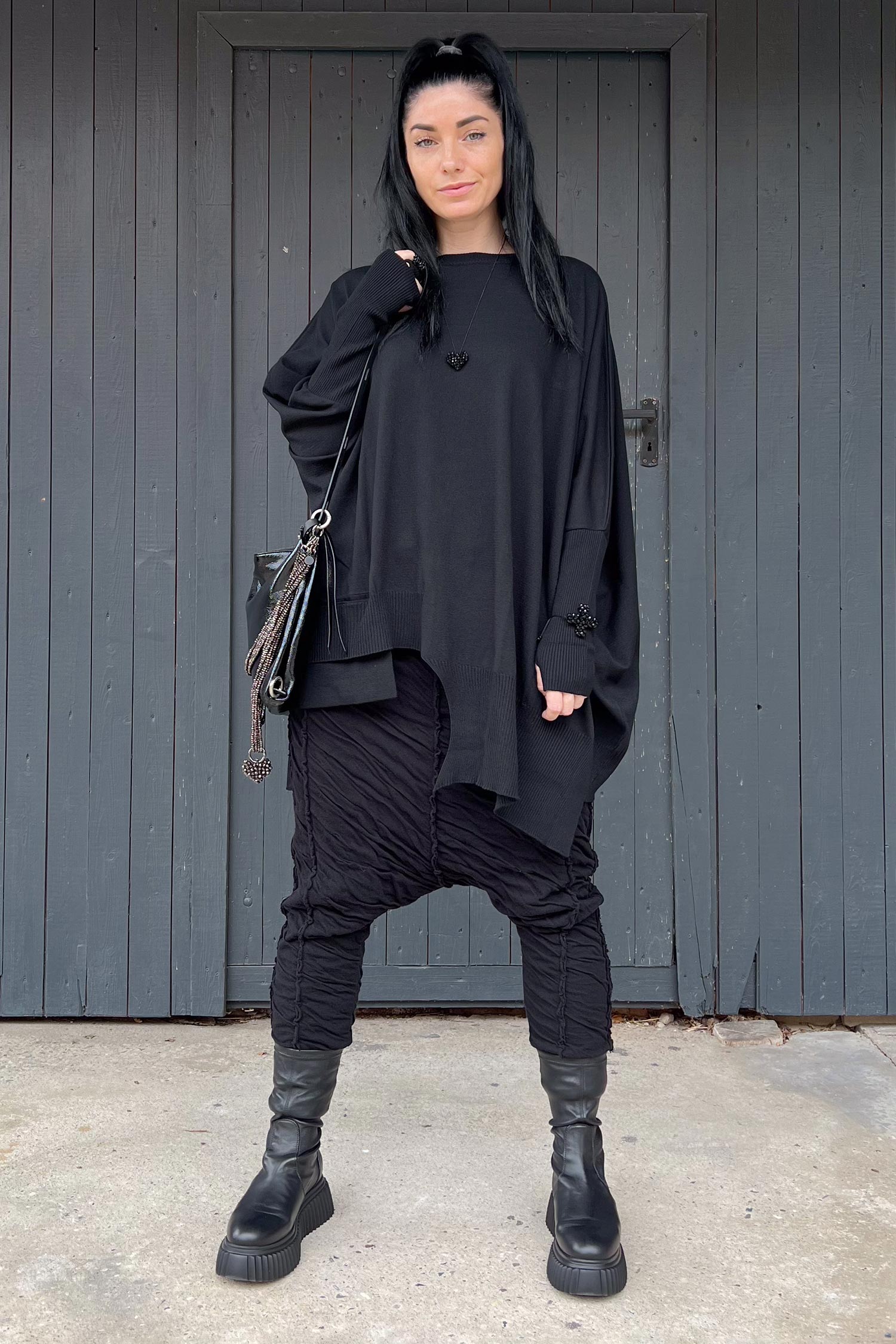 Oversize fine knit pullover - black - NM2000