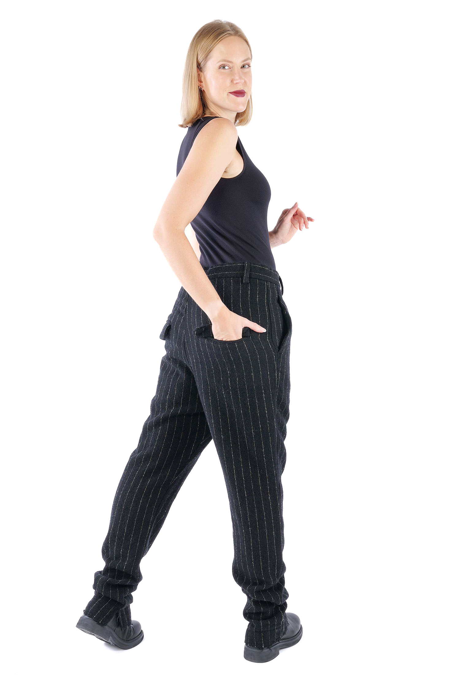Lange Wollhose - Black stripe - 2264150102
