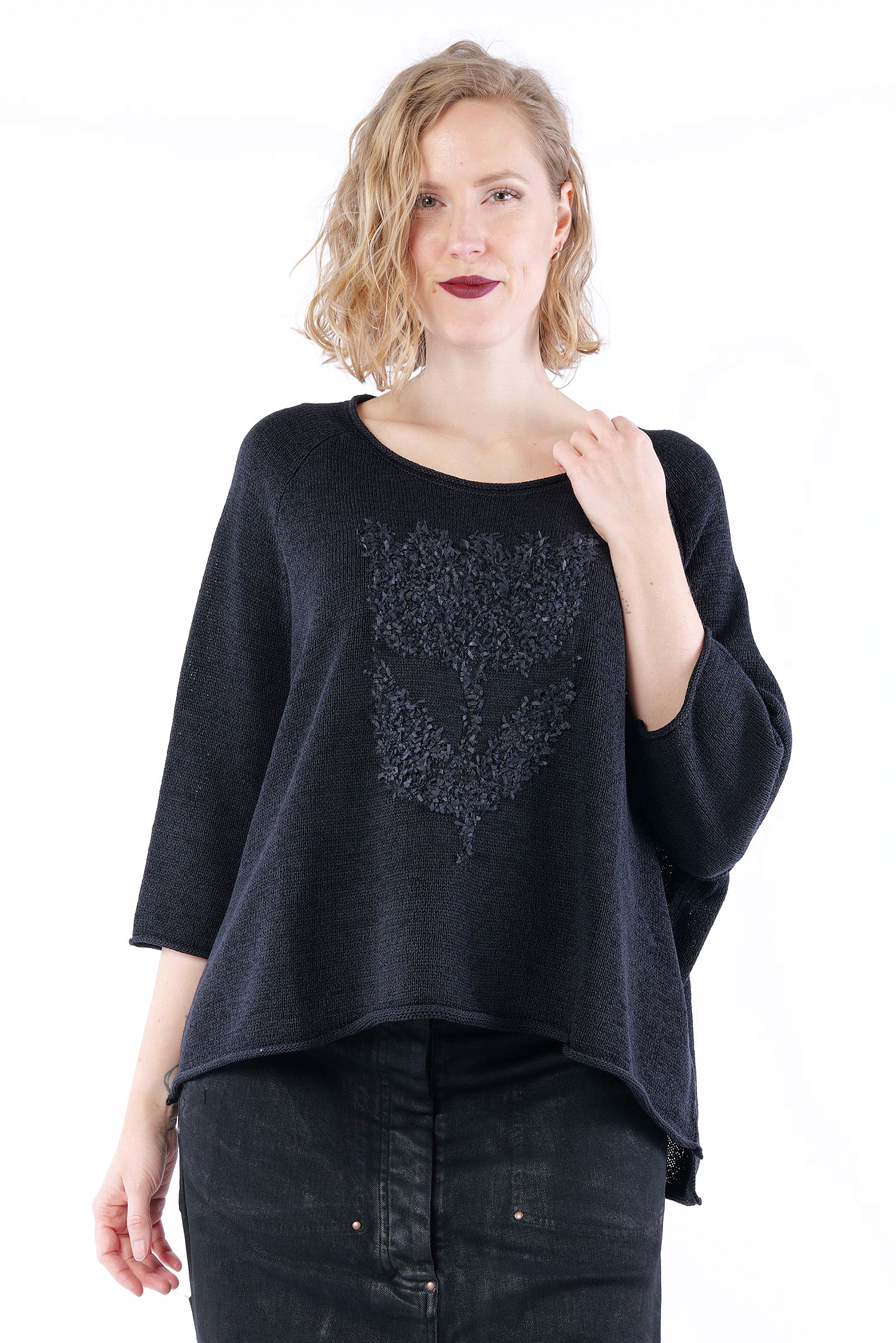 Shirt mit Tulpe - Black jacquard - 1263480704