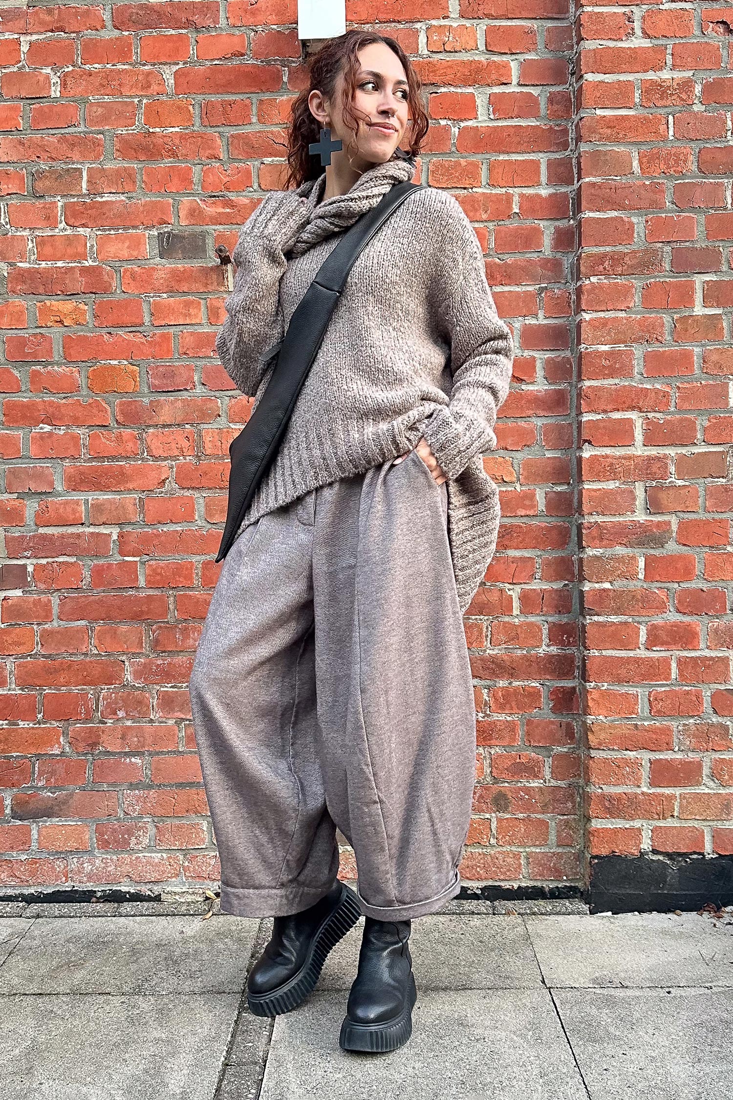 Weite Hose - Dusty rose melange - Alido