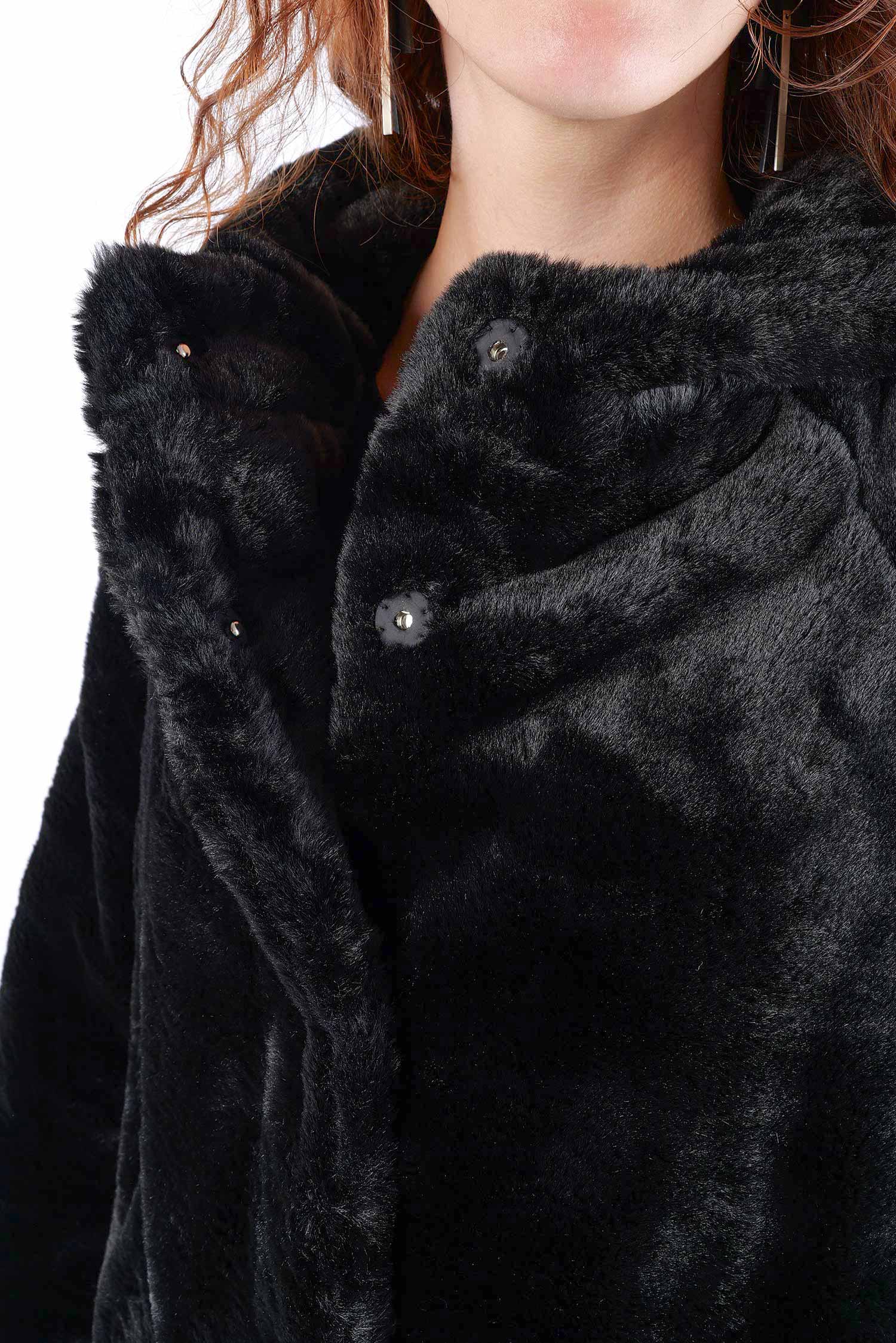 Kunstfelljacke - Schwarz - 2263431103